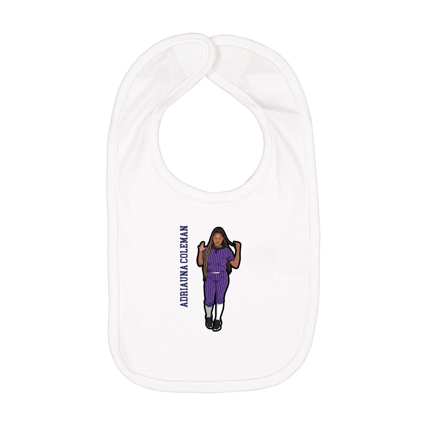 Infant Bib — Name Vertical in White