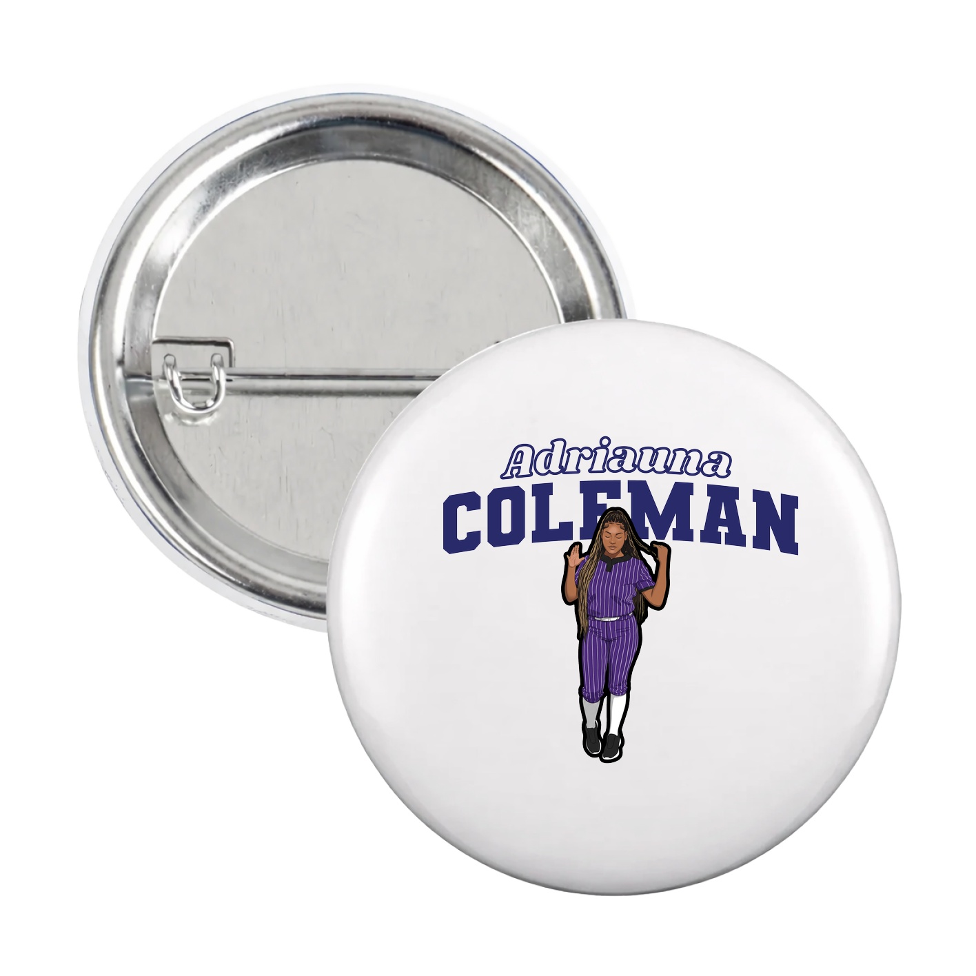 Game Day Button — Name Arch in White