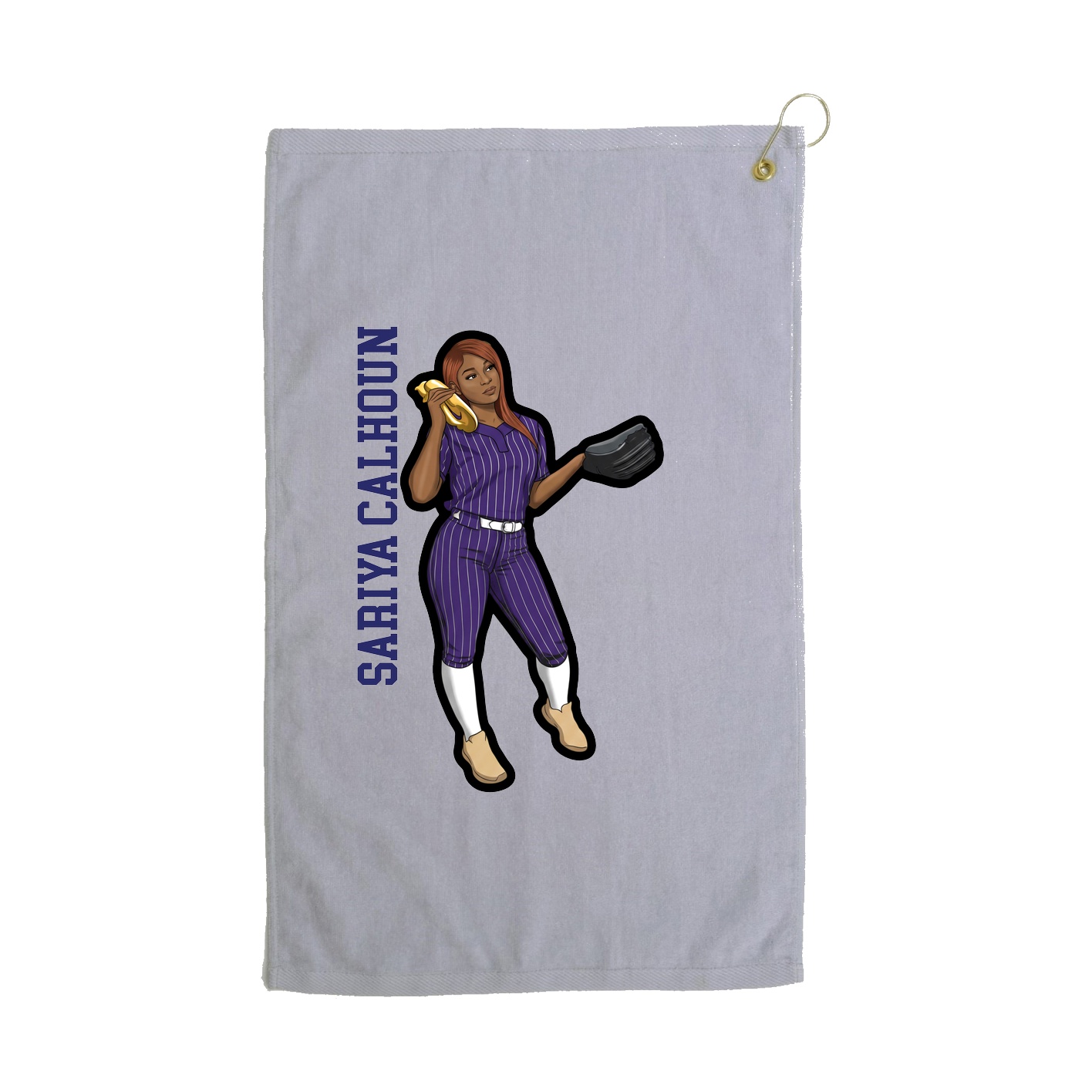 Golf Towel — Name Vertical in Grey