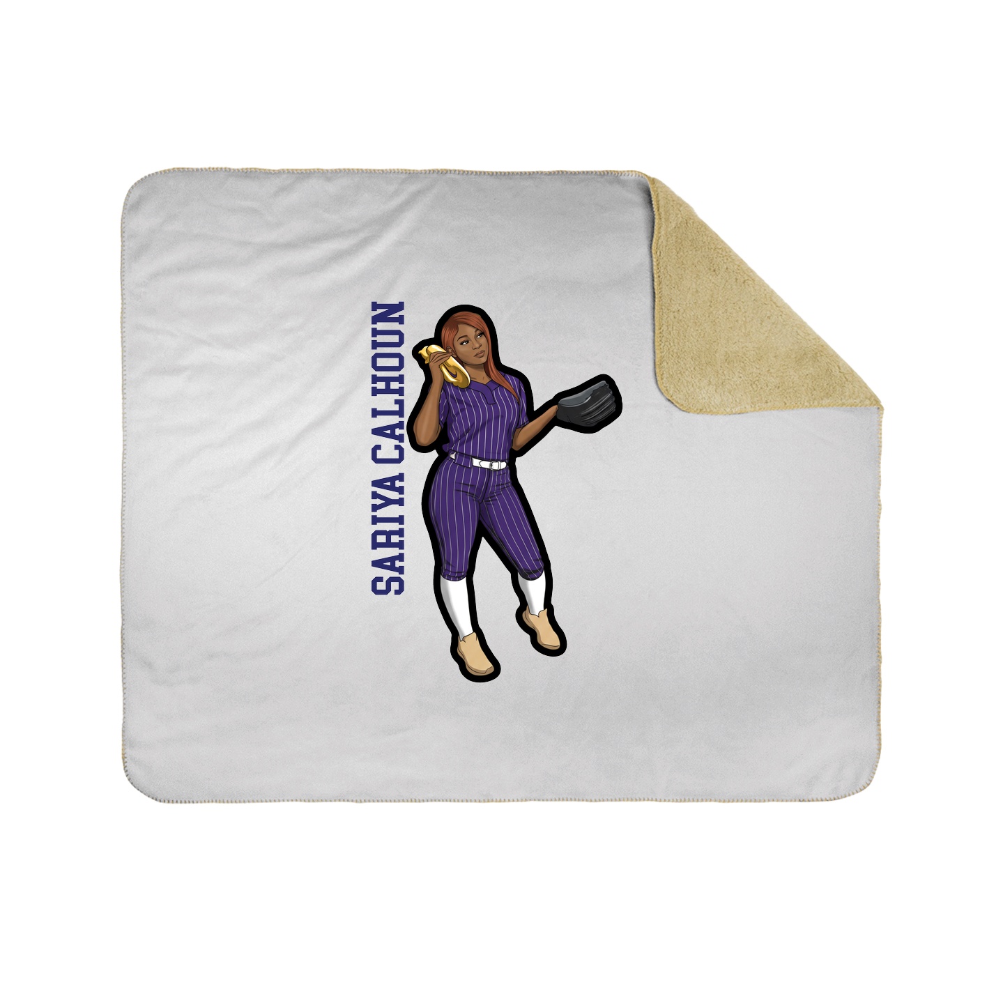 Throw Blanket — Name Vertical in White