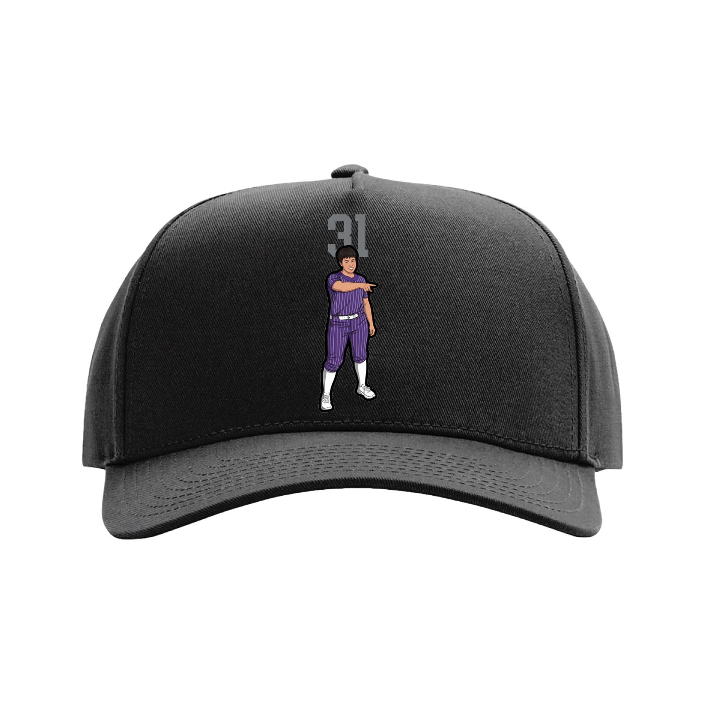 Full Fabric Five-Panel Champ Cap — Number Top in Black