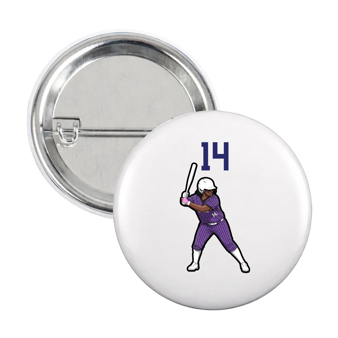 Game Day Button — Number Top in White