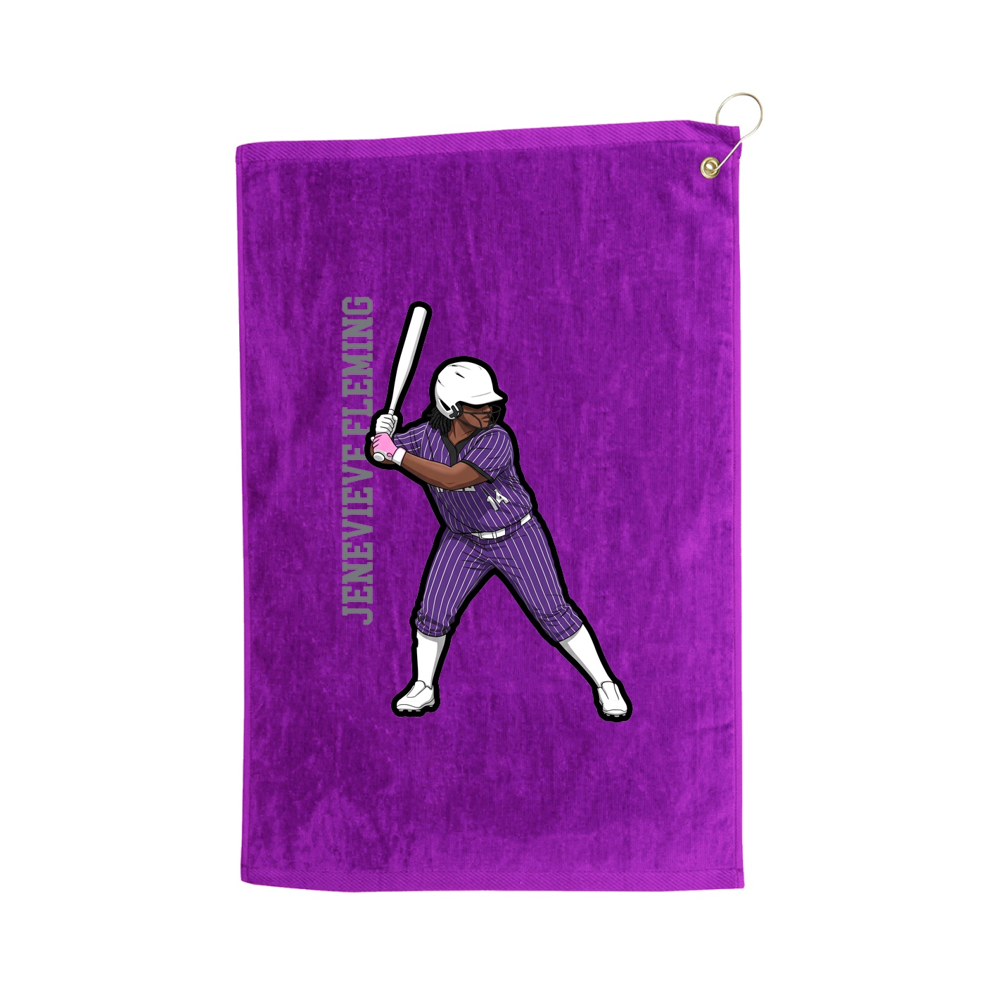Golf Towel — Name Vertical in Purple