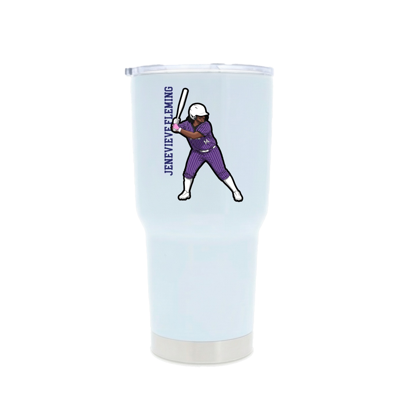 30oz Stainless Steel Tumbler — Name Vertical in White