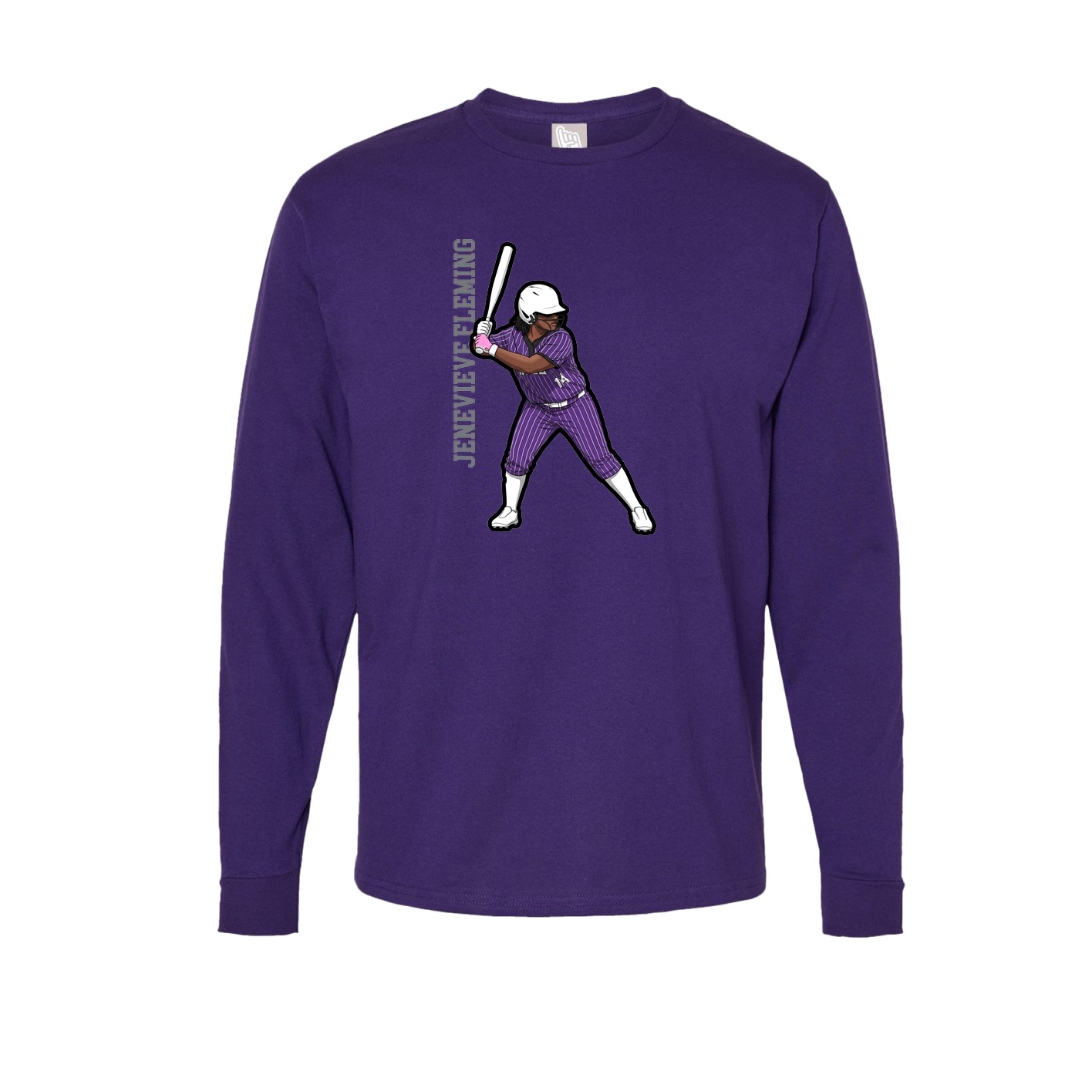 Long Sleeve Tee — Name Vertical in Purple