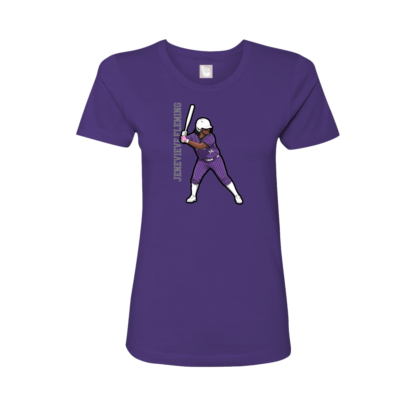 Womens Tee — Name Vertical in Purple