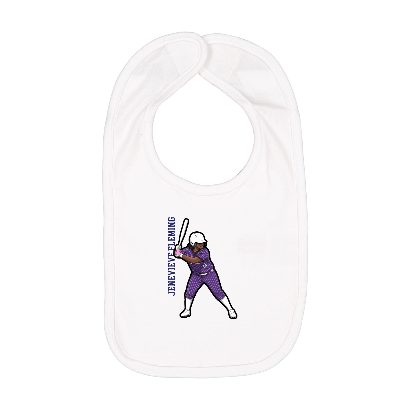 Infant Bib — Name Vertical in White