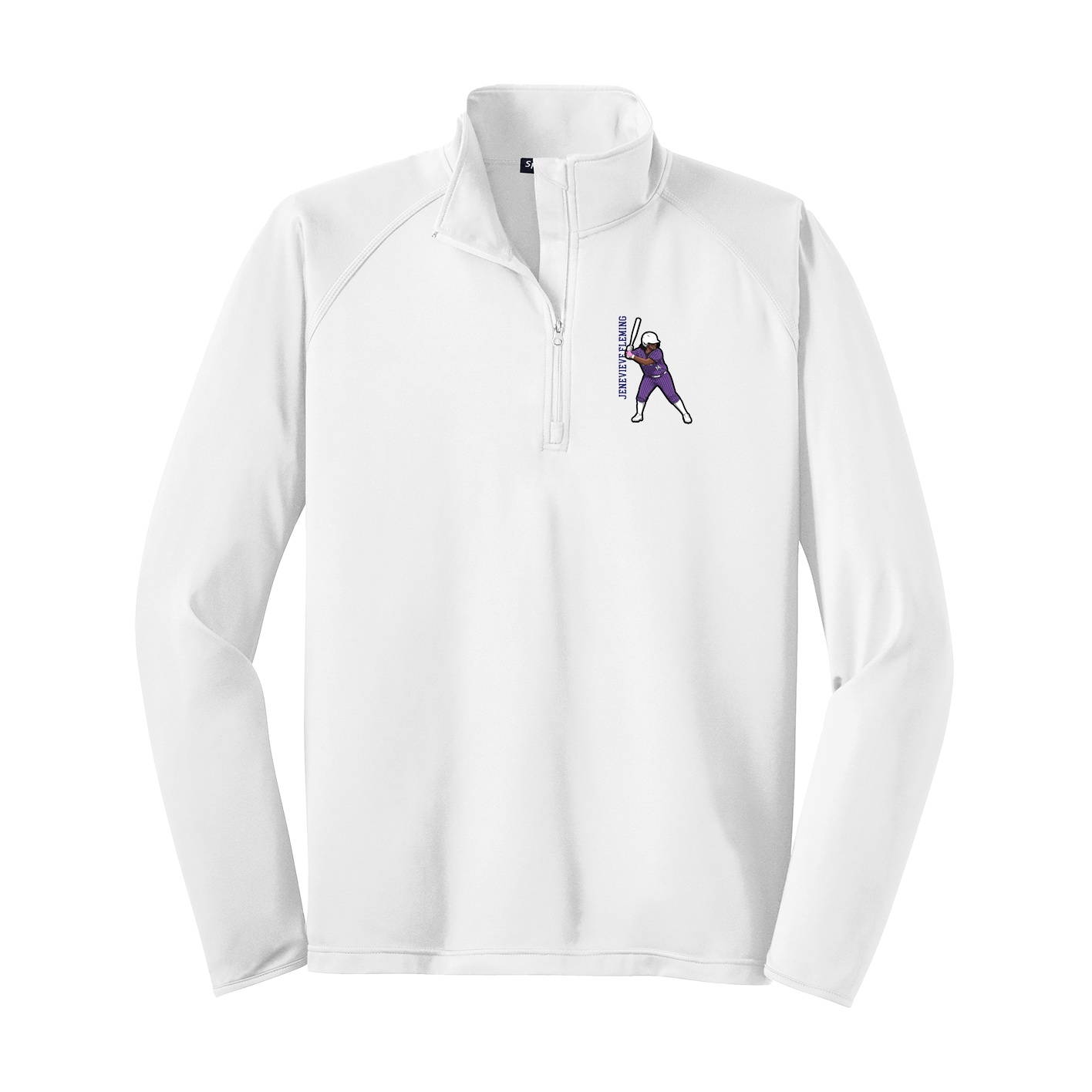 Q-Zip Pullover — Name Vertical in White