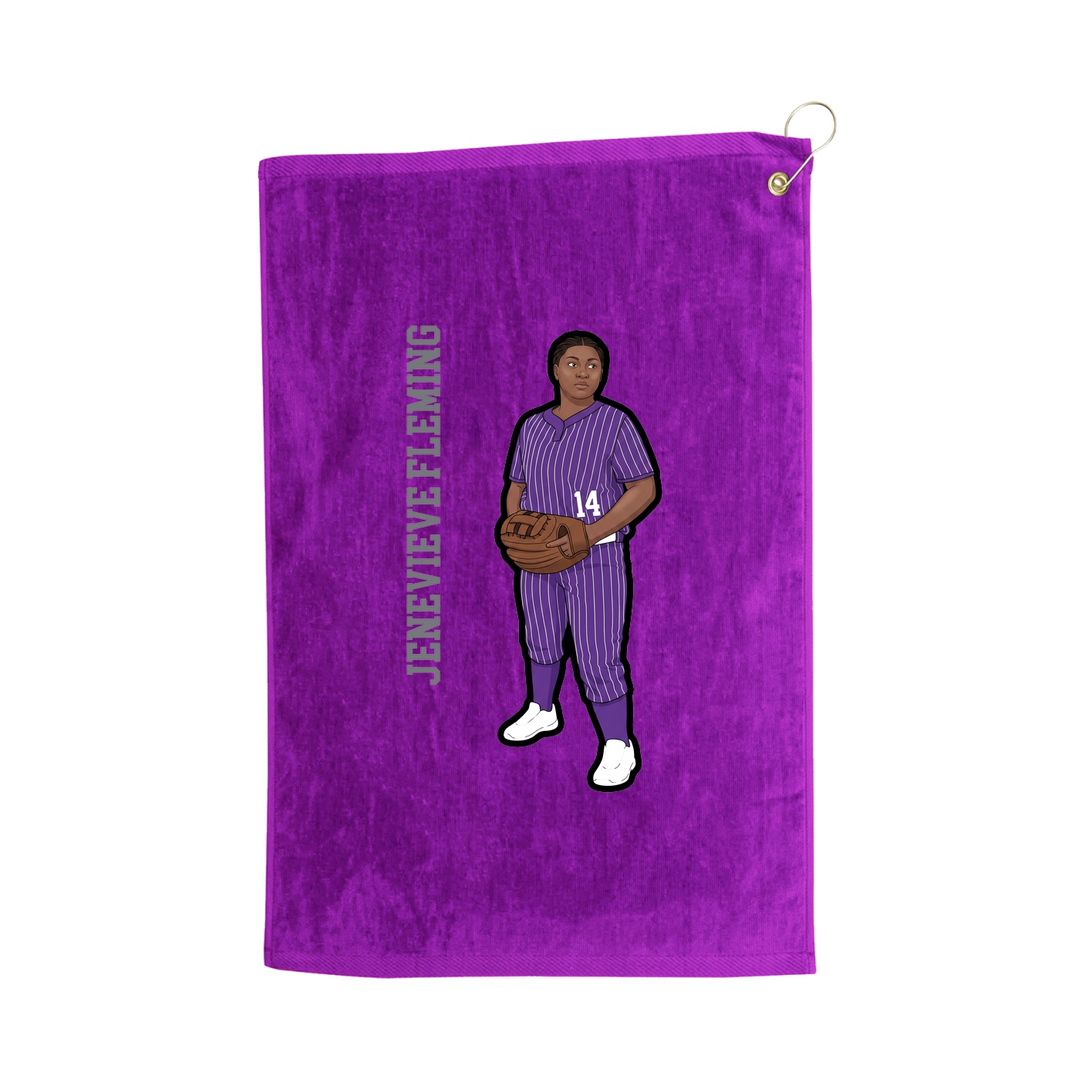 Golf Towel — Name Vertical in Purple