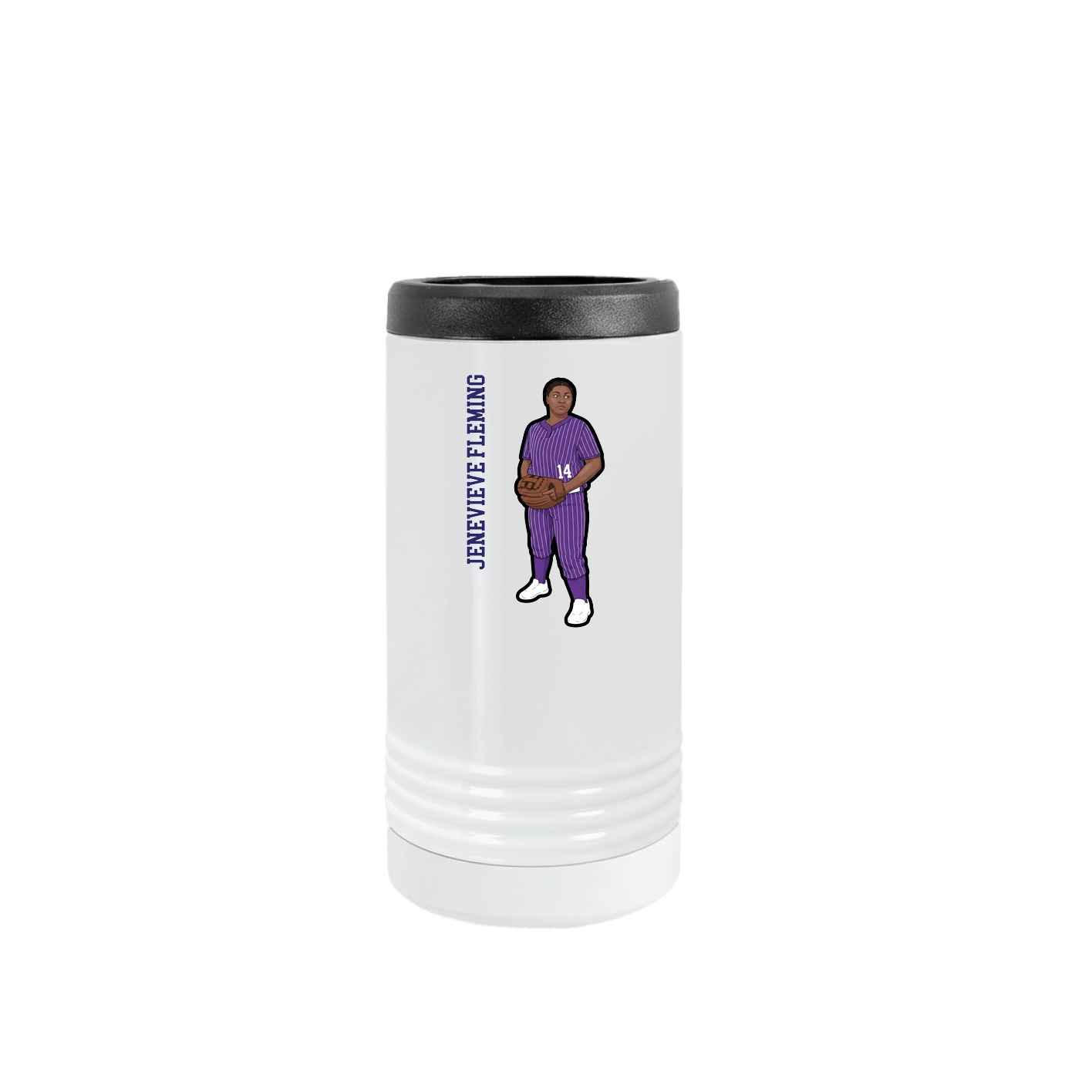 Slim Beverage Holder — Name Vertical in White
