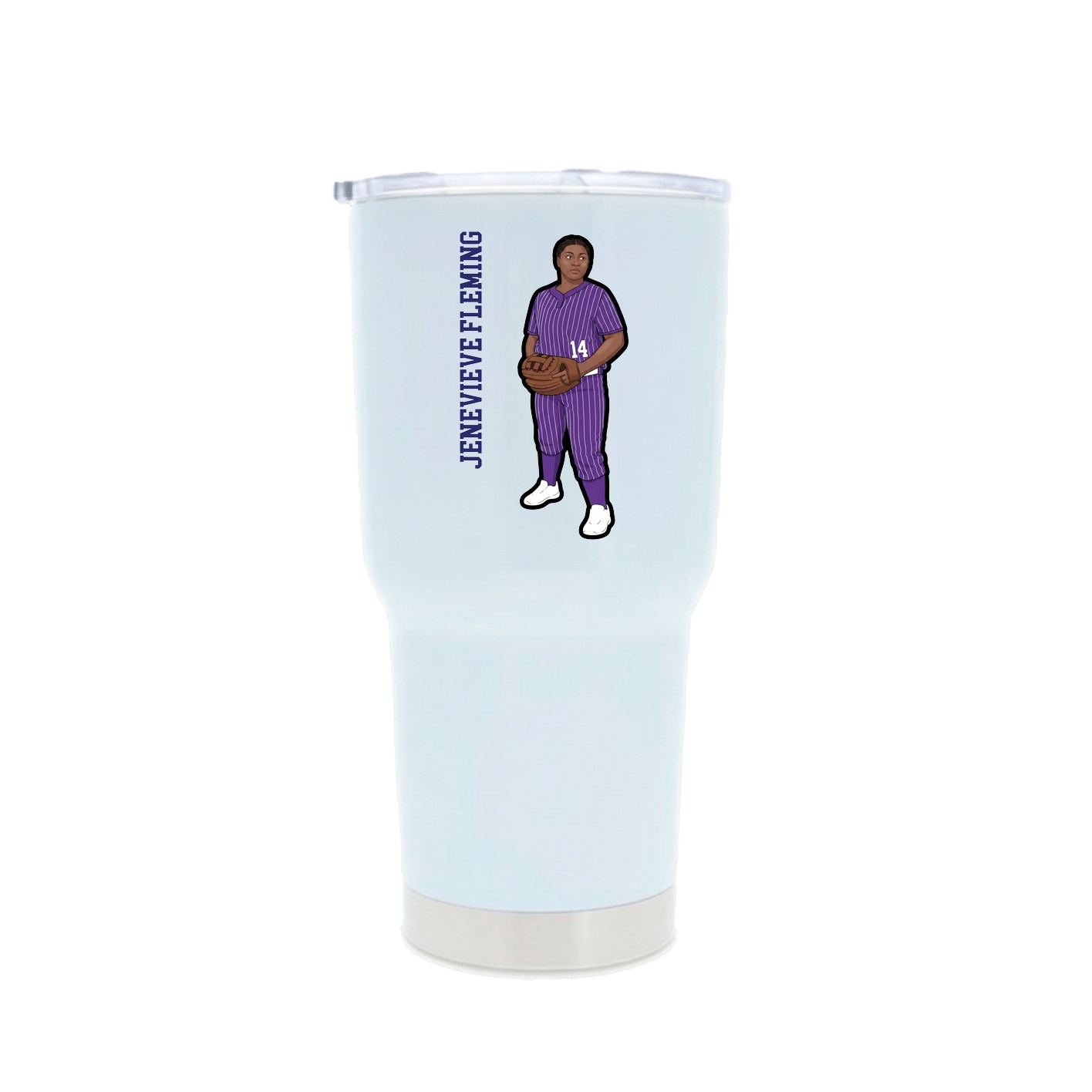 30oz Stainless Steel Tumbler — Name Vertical in White