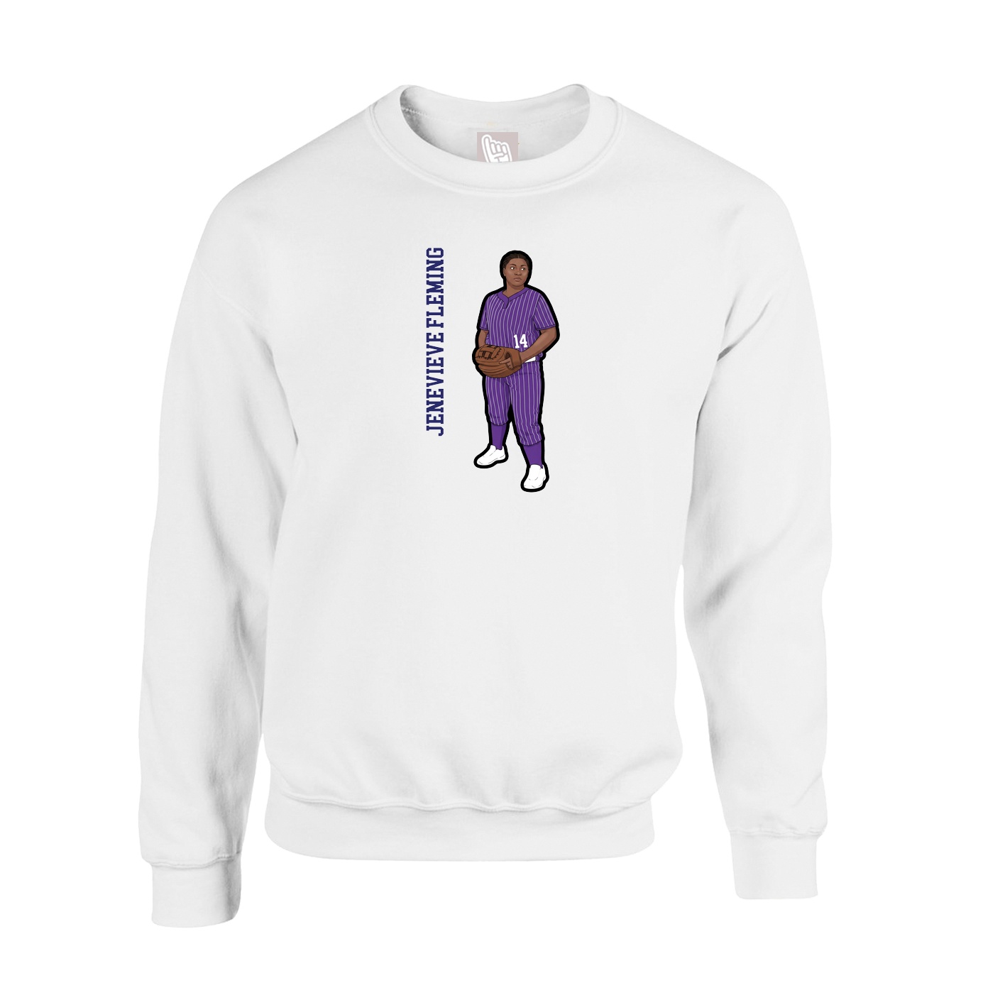 Fleece Crew — Name Vertical in White