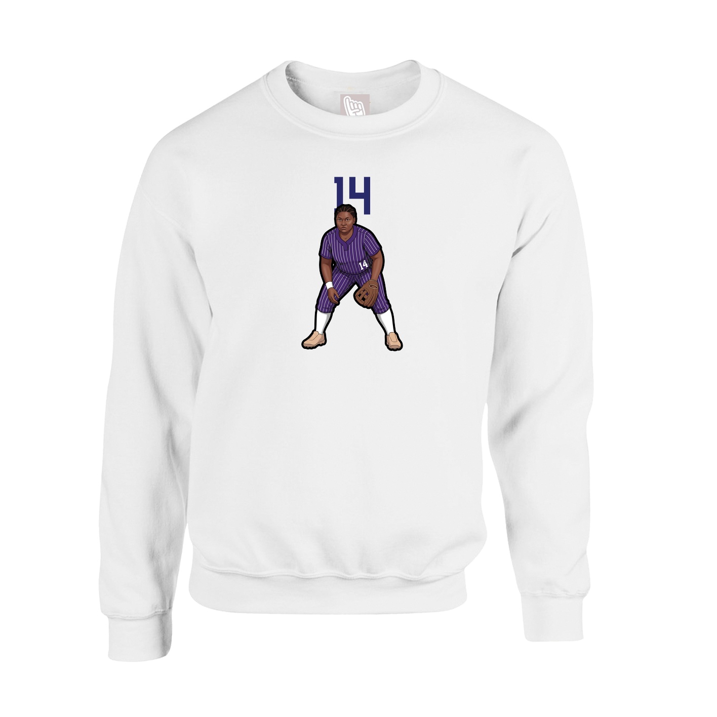 Fleece Crew — Number Top in White