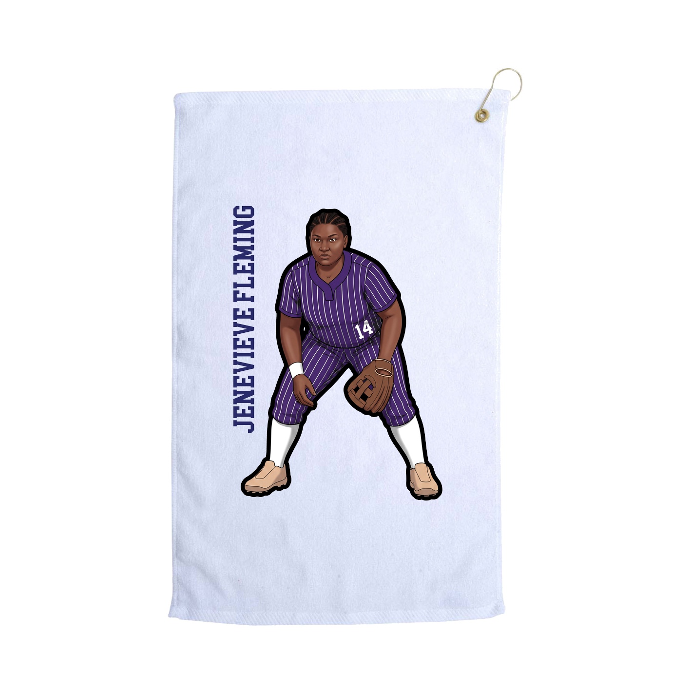 Golf Towel — Name Vertical in White