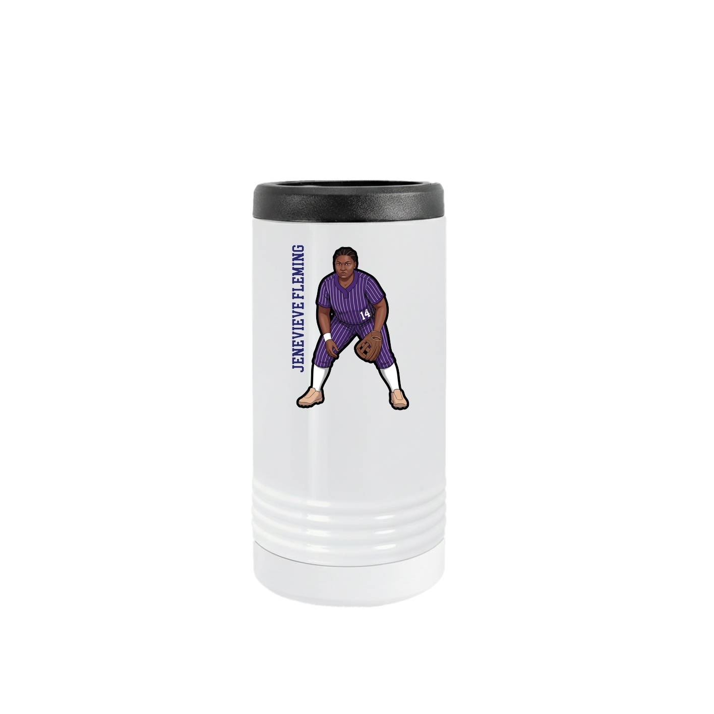 Slim Beverage Holder — Name Vertical in White