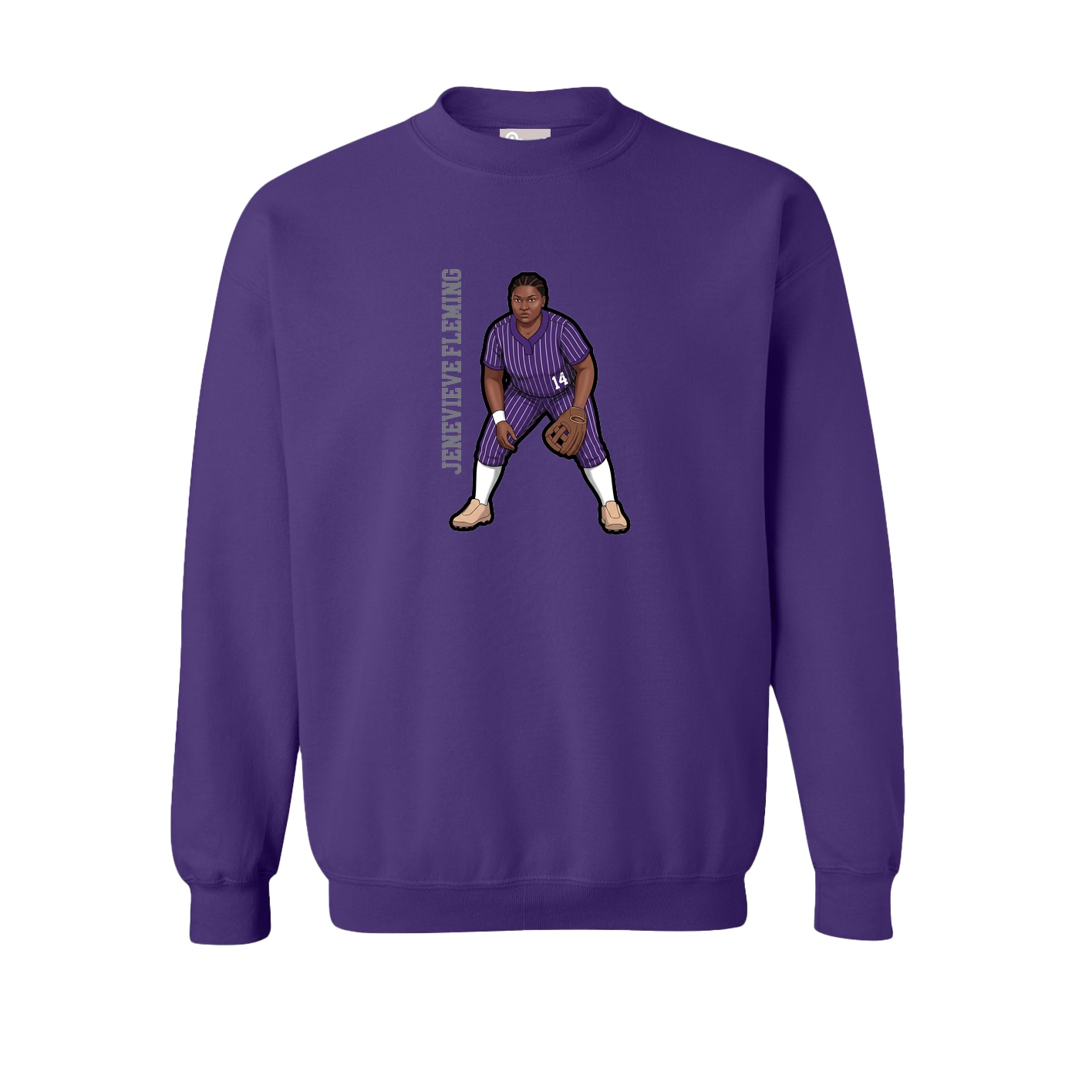 Fleece Crew — Name Vertical in Purple