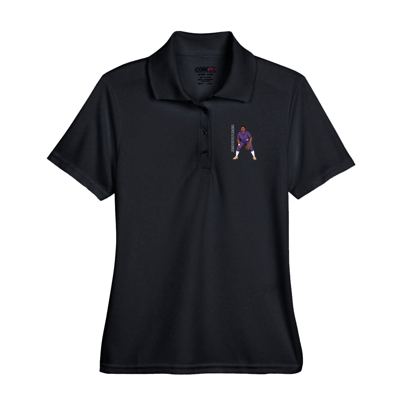 Performance Polo — Name Vertical in Black