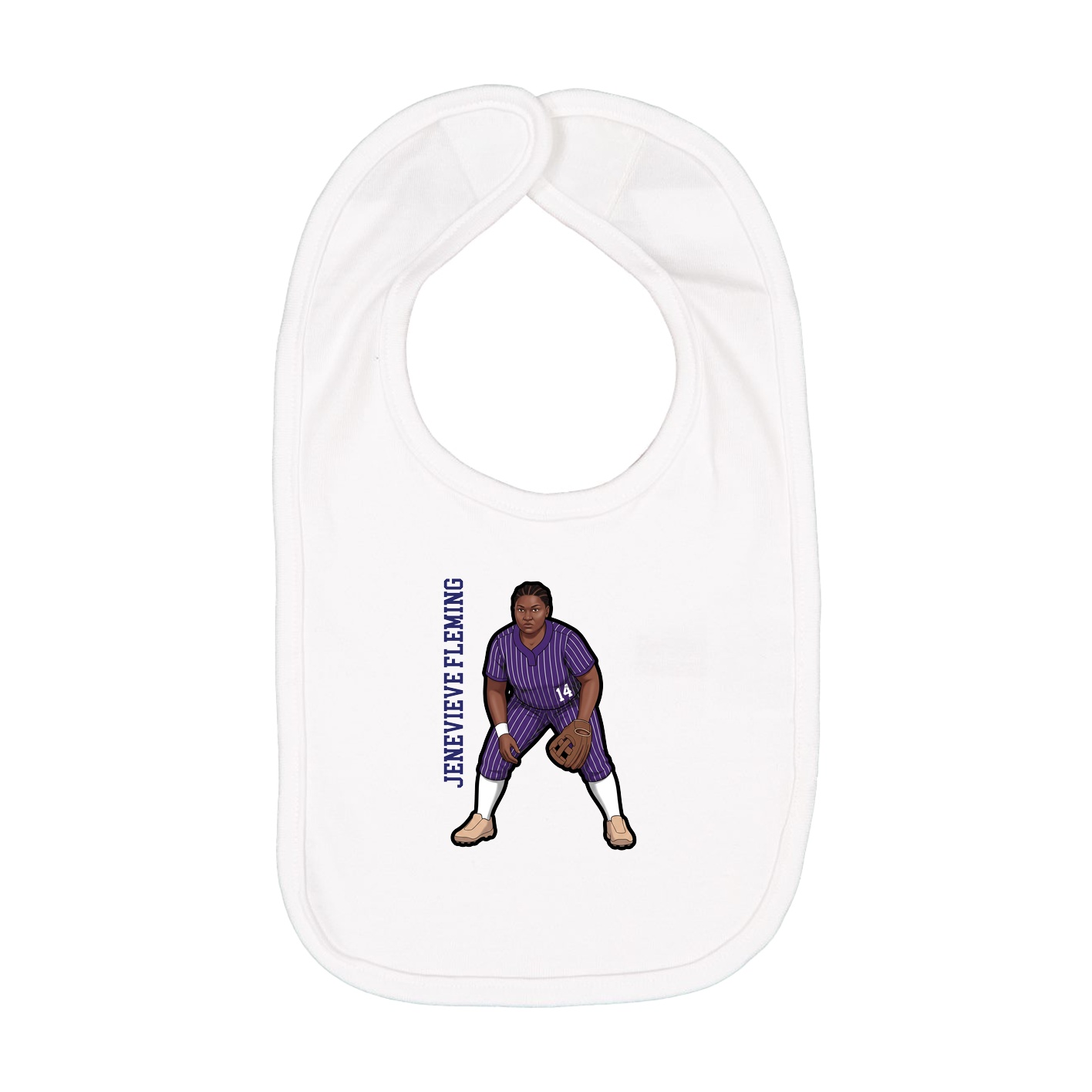 Infant Bib — Name Vertical in White