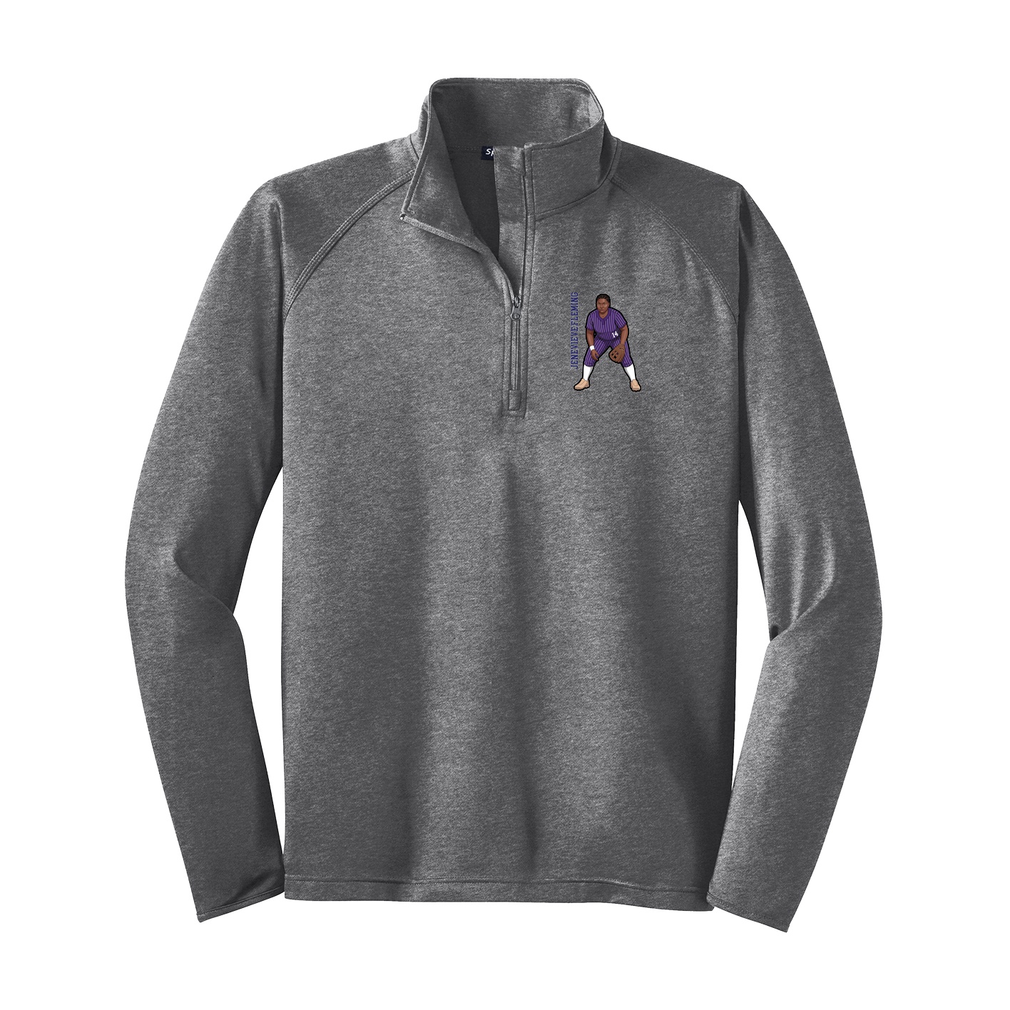Q-Zip Pullover — Name Vertical in Grey