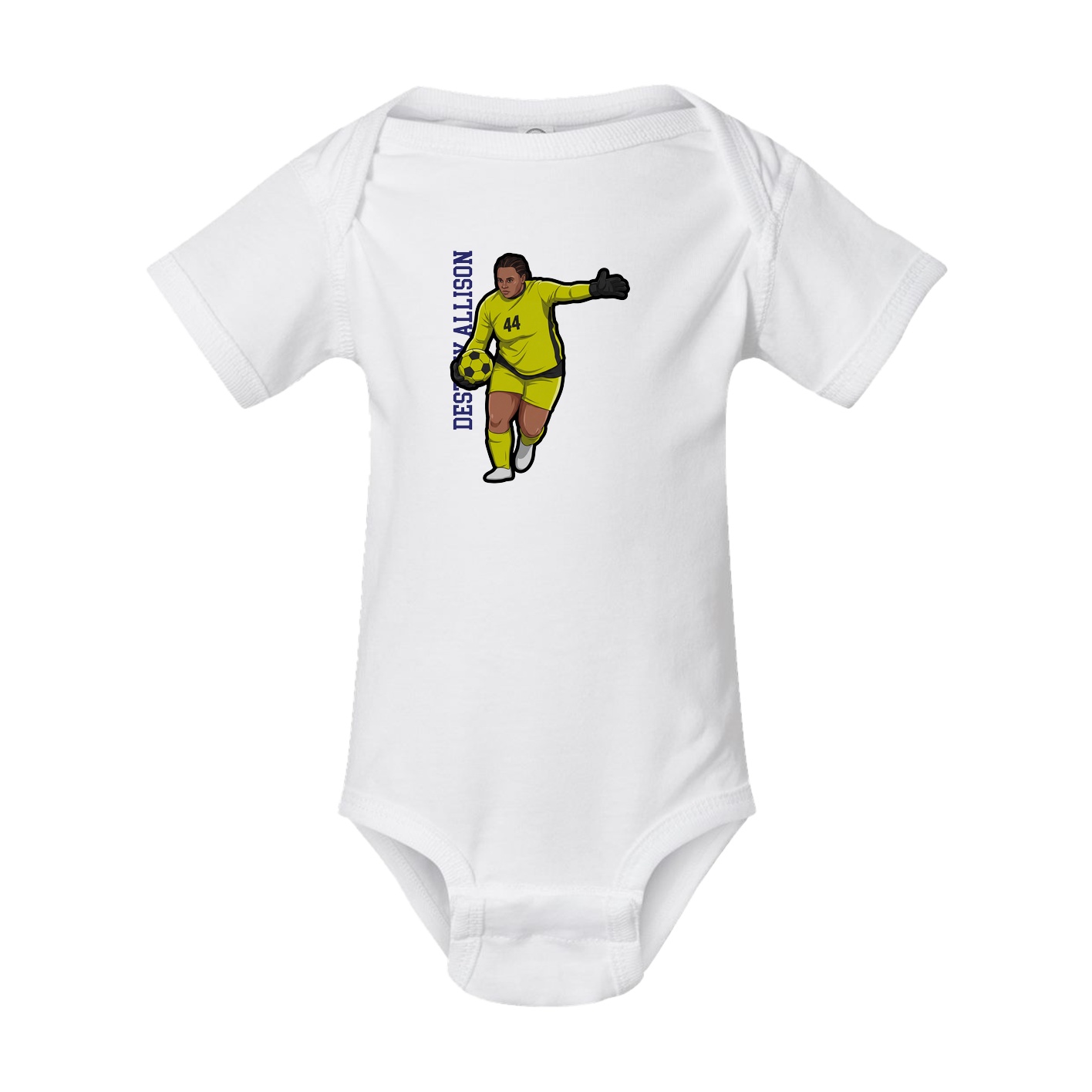 Baby Onesie — Name Vertical in White