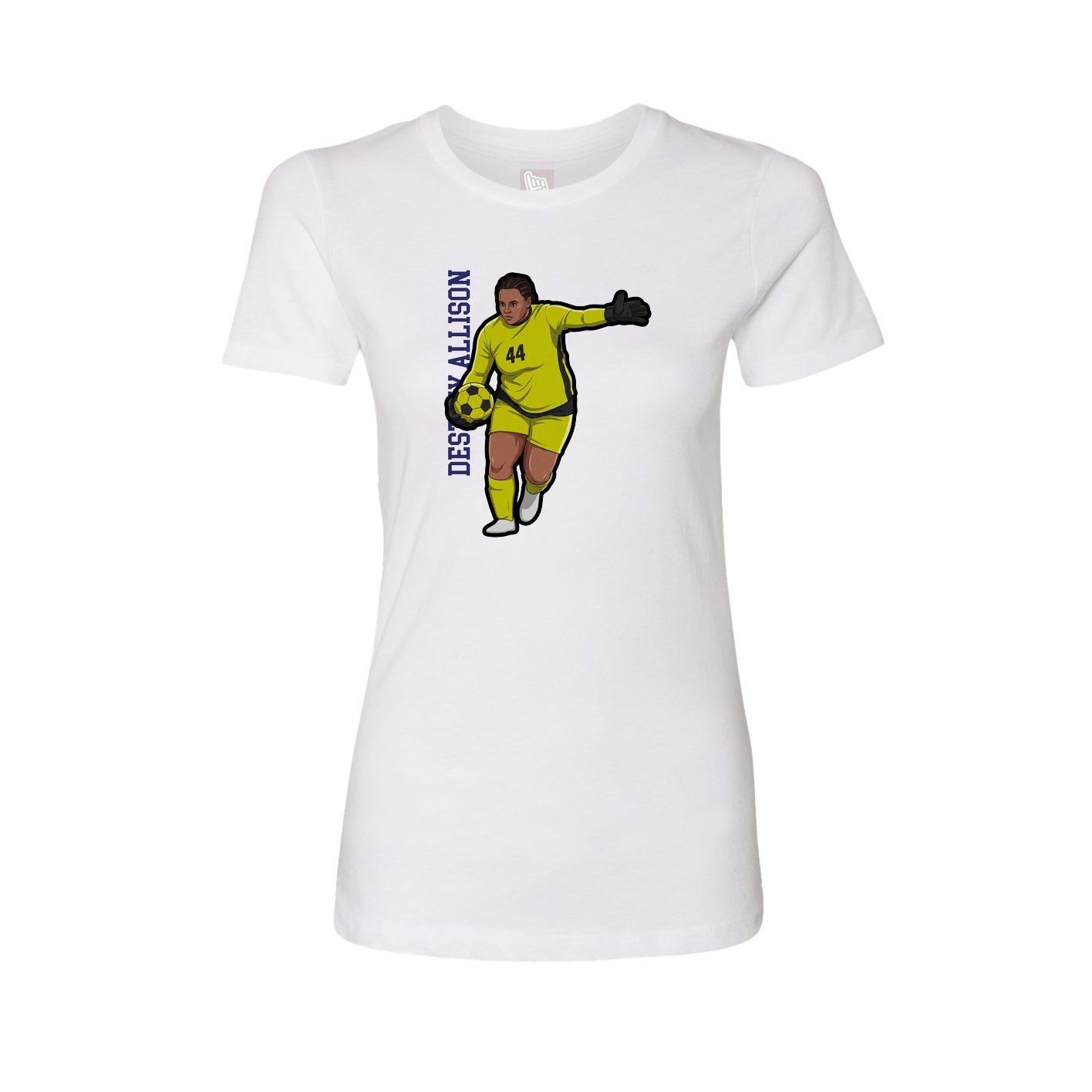 Fitted Women's Tee — Name Vertical in White
