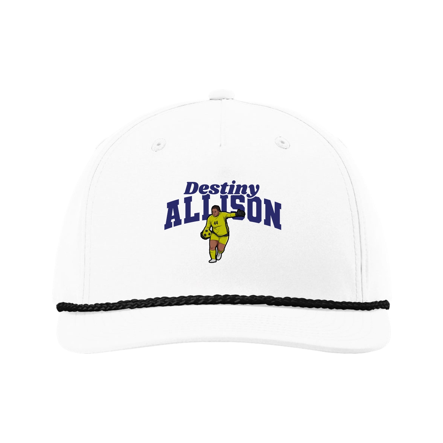 Five-Panel Classic Rope Cap — Signature Arch in White