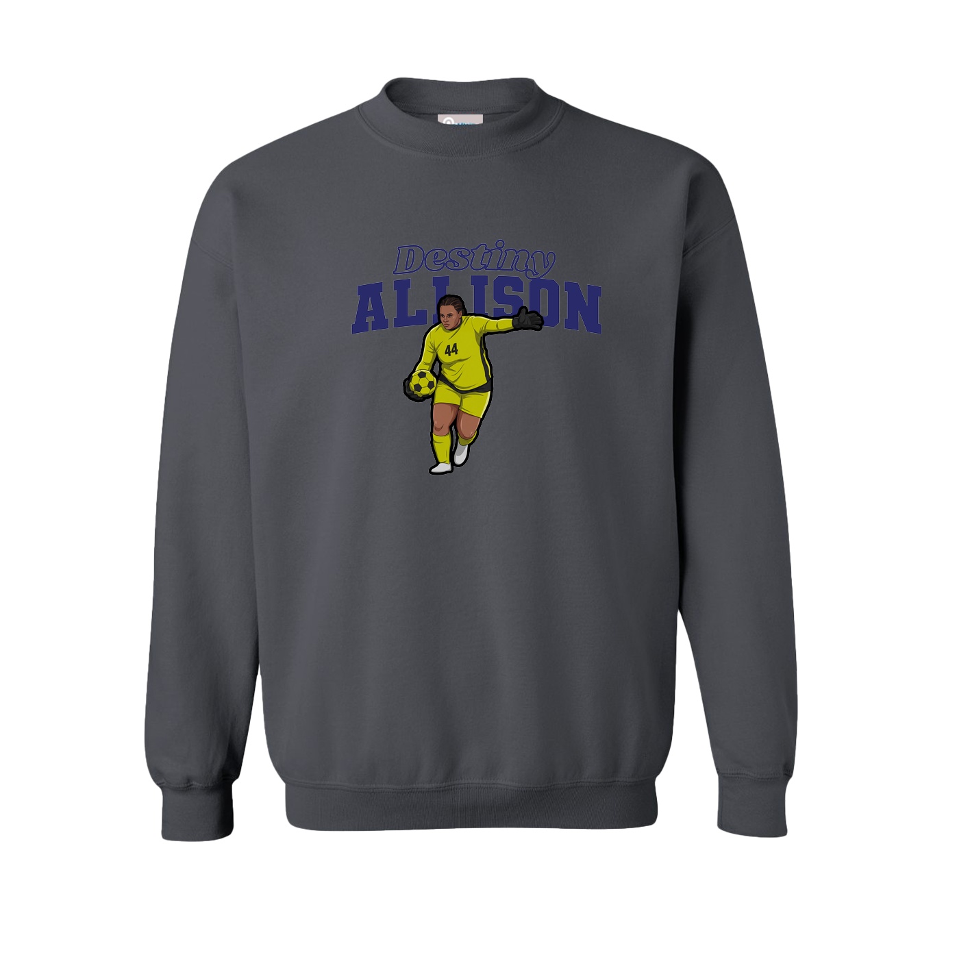 Fleece Crew — Name Arch in Grey