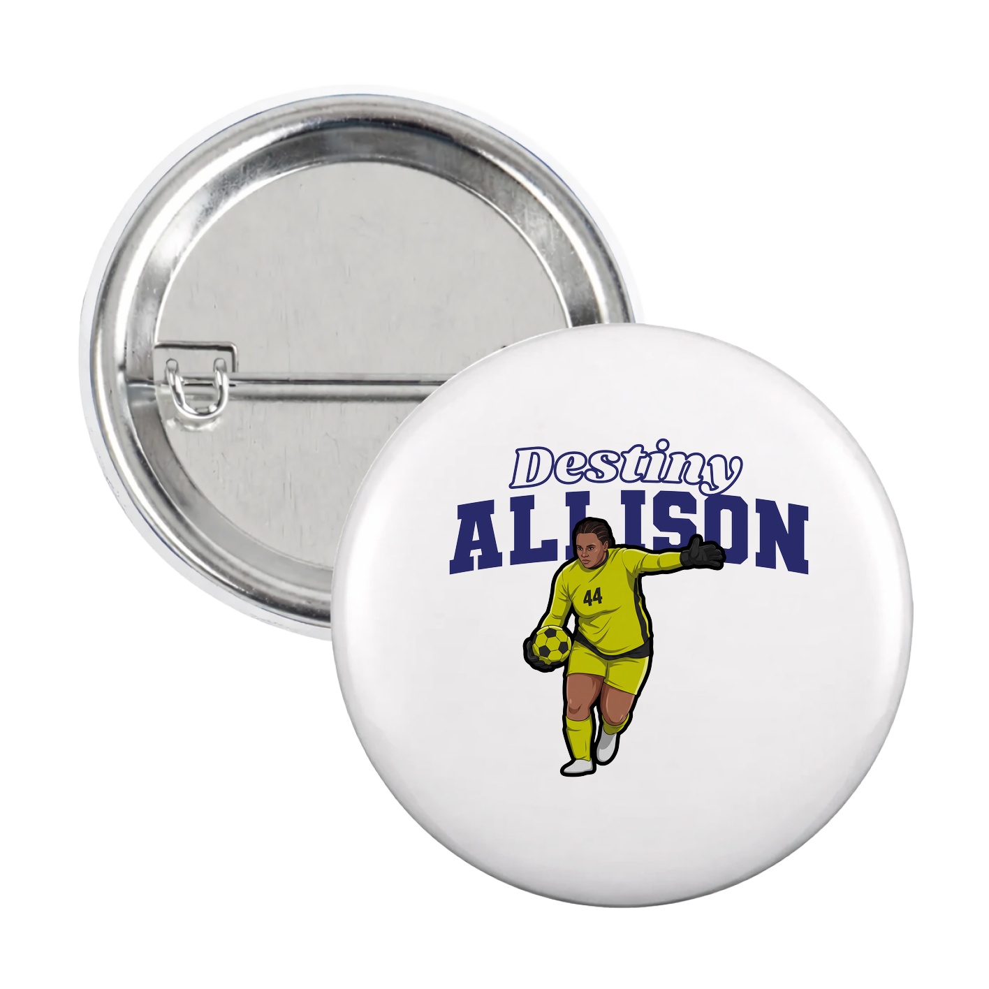 Game Day Button — Name Arch in White