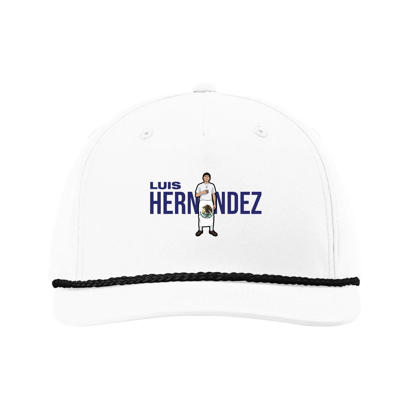 Five-Panel Classic Rope Cap — Player Name in White