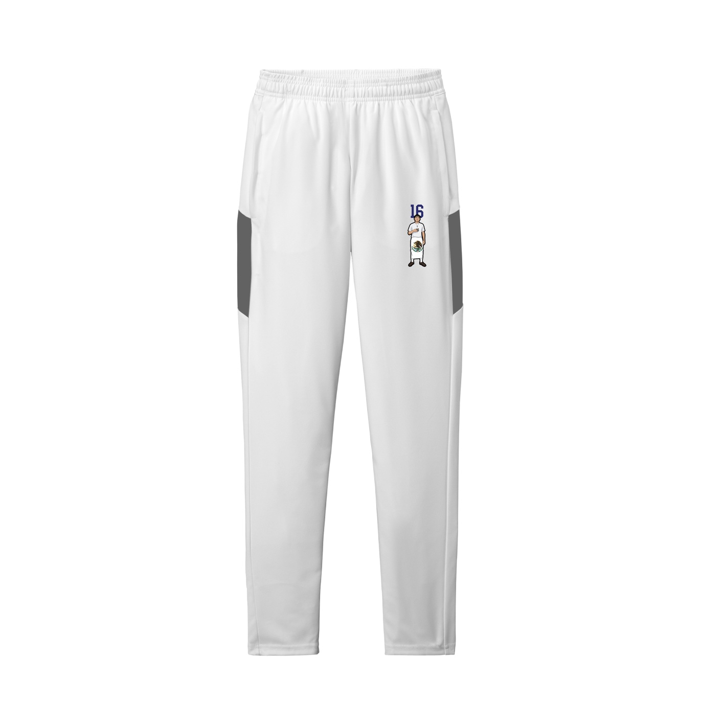 Team Travel Pant — Number Top in White/Grey
