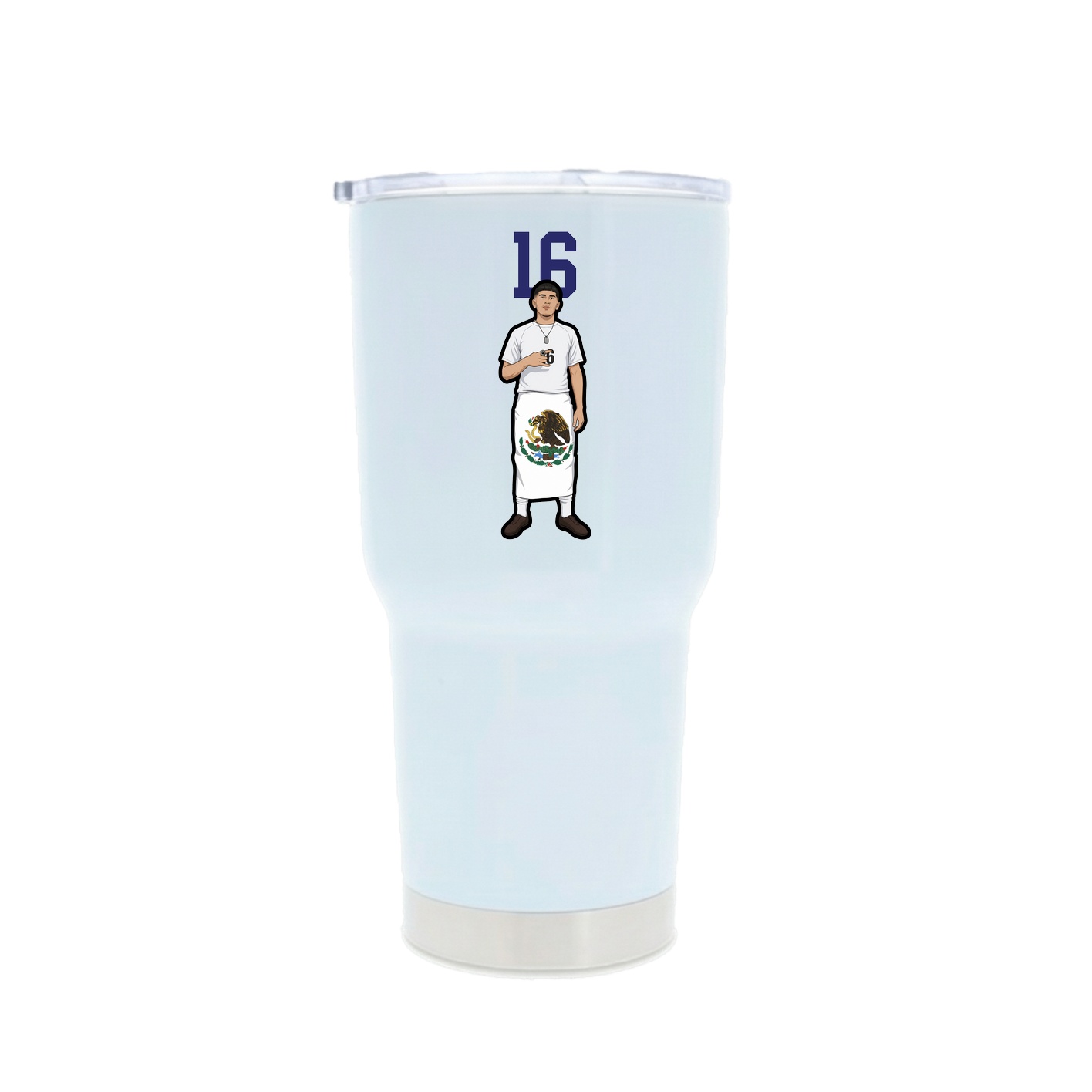 30oz Stainless Steel Tumbler — Number Top in White