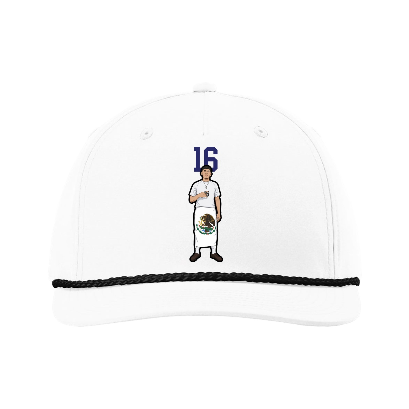 Five-Panel Classic Rope Cap — Number Top in White