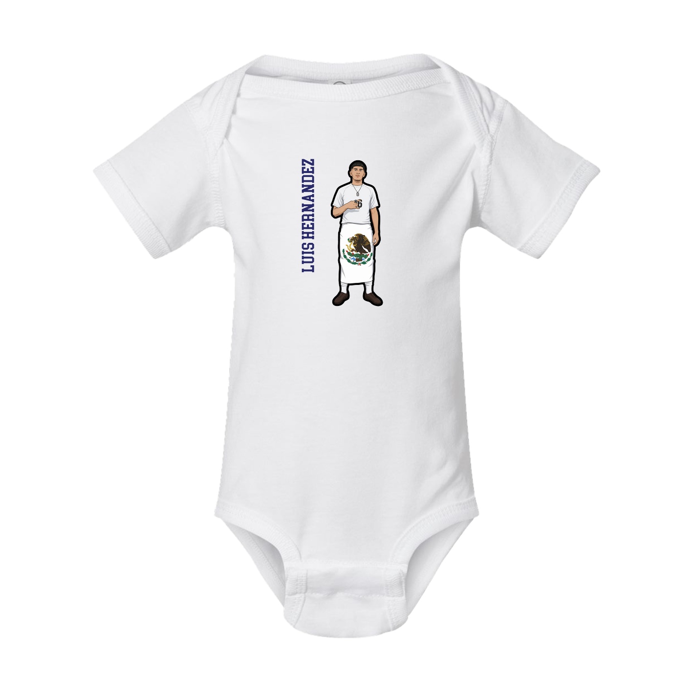 Baby Onesie — Name Vertical in White