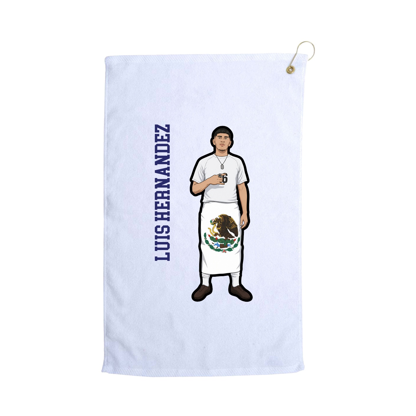 Golf Towel — Name Vertical in White