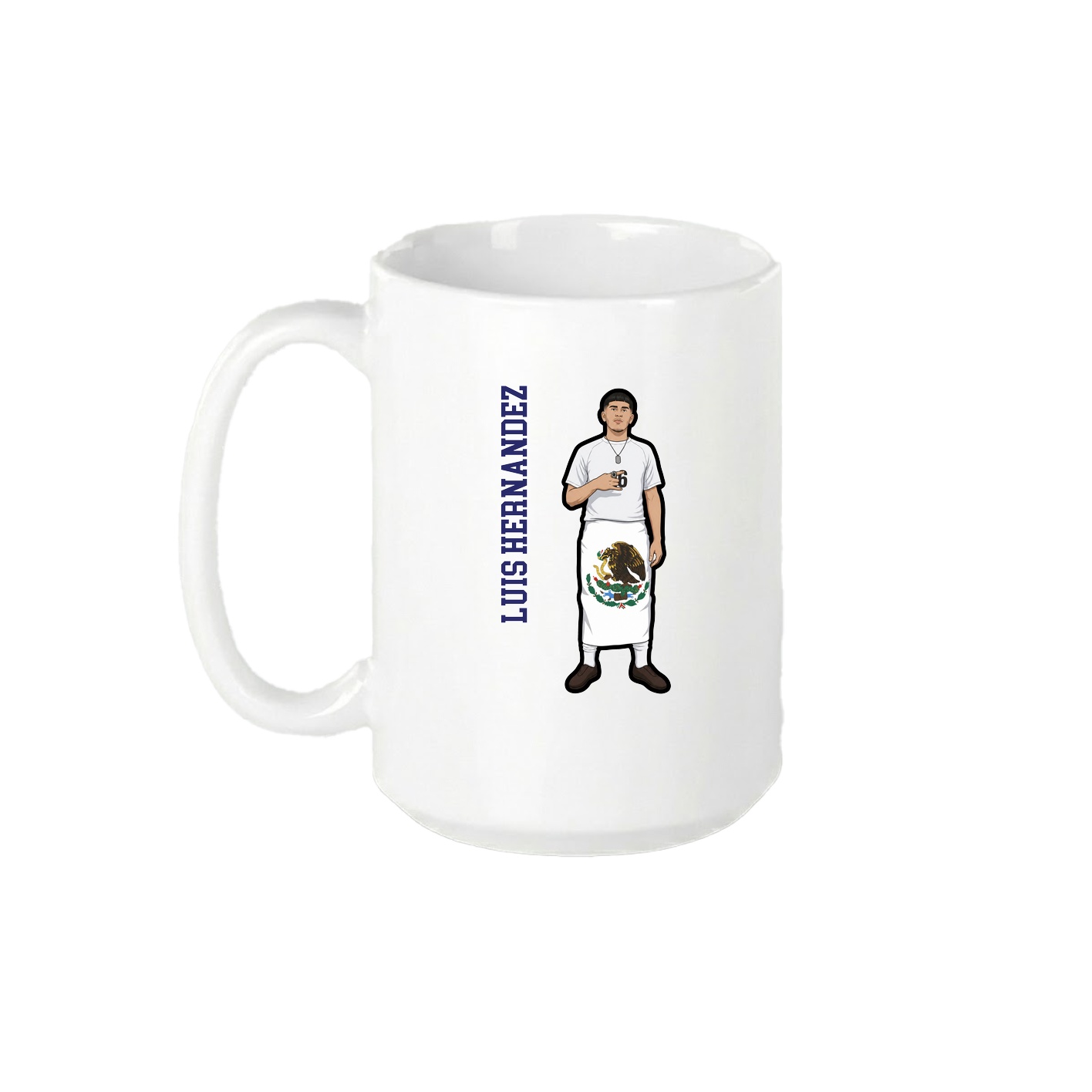 15oz Coffee Mug — Name Vertical in White
