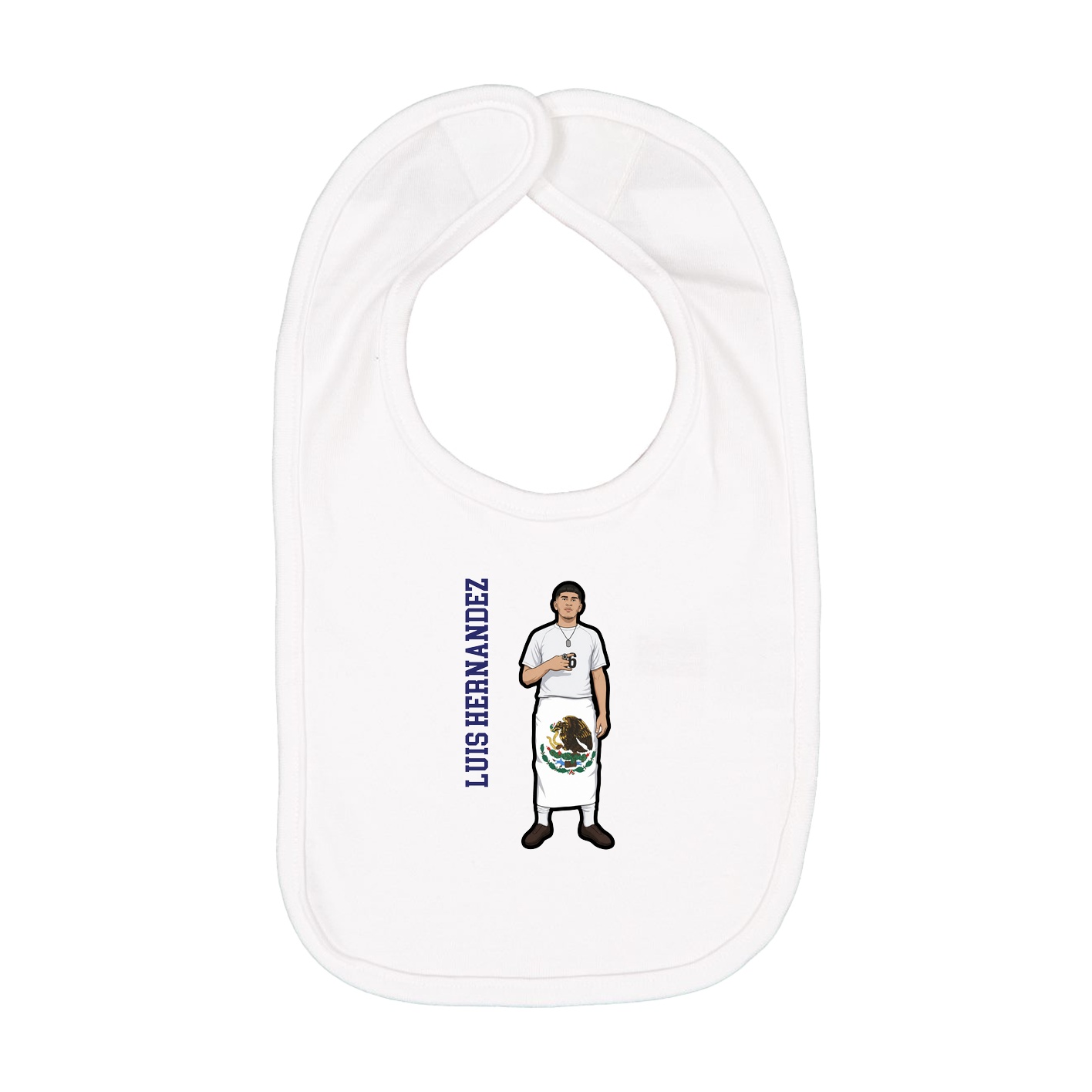 Infant Bib — Name Vertical in White