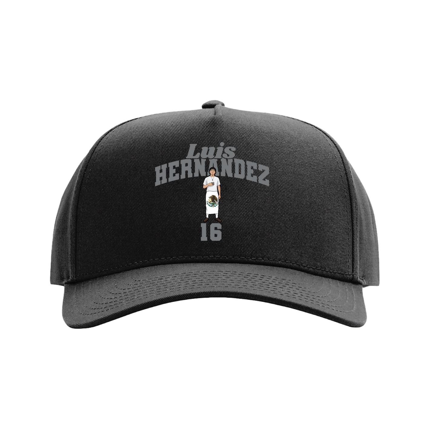 Full Fabric Five-Panel Champ Cap — Signature Arch in Black