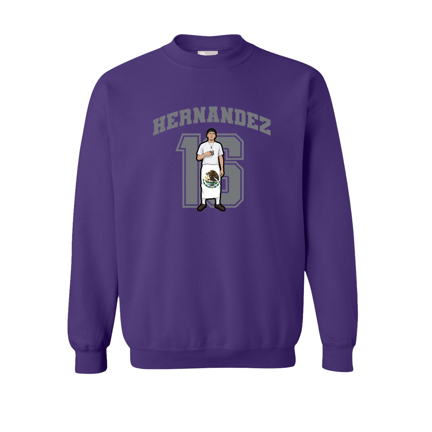 Fleece Crew — Number in Purple