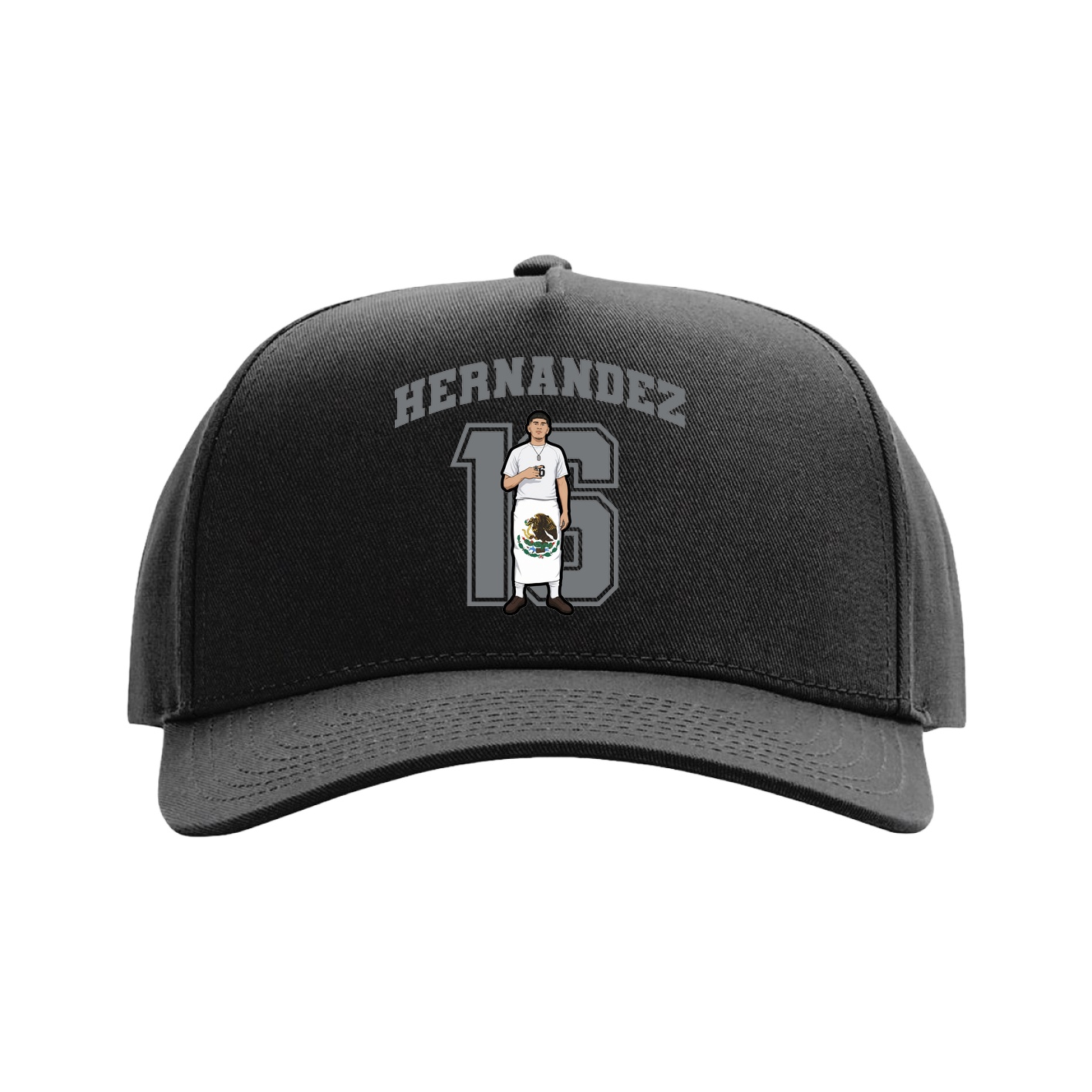 Full Fabric Five-Panel Champ Cap — Number in Black