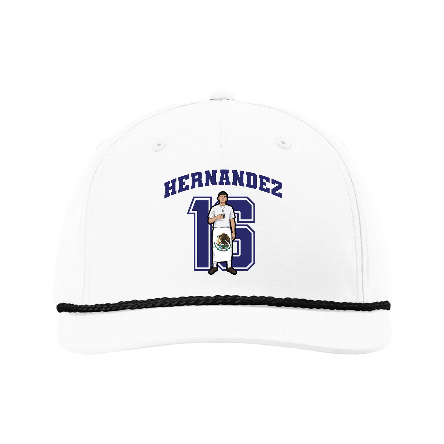 Five-Panel Classic Rope Cap — Number in White