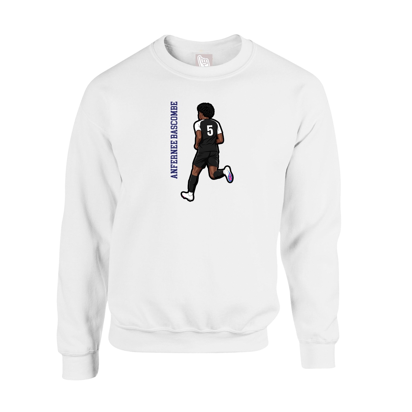 Fleece Crew — Name Vertical in White