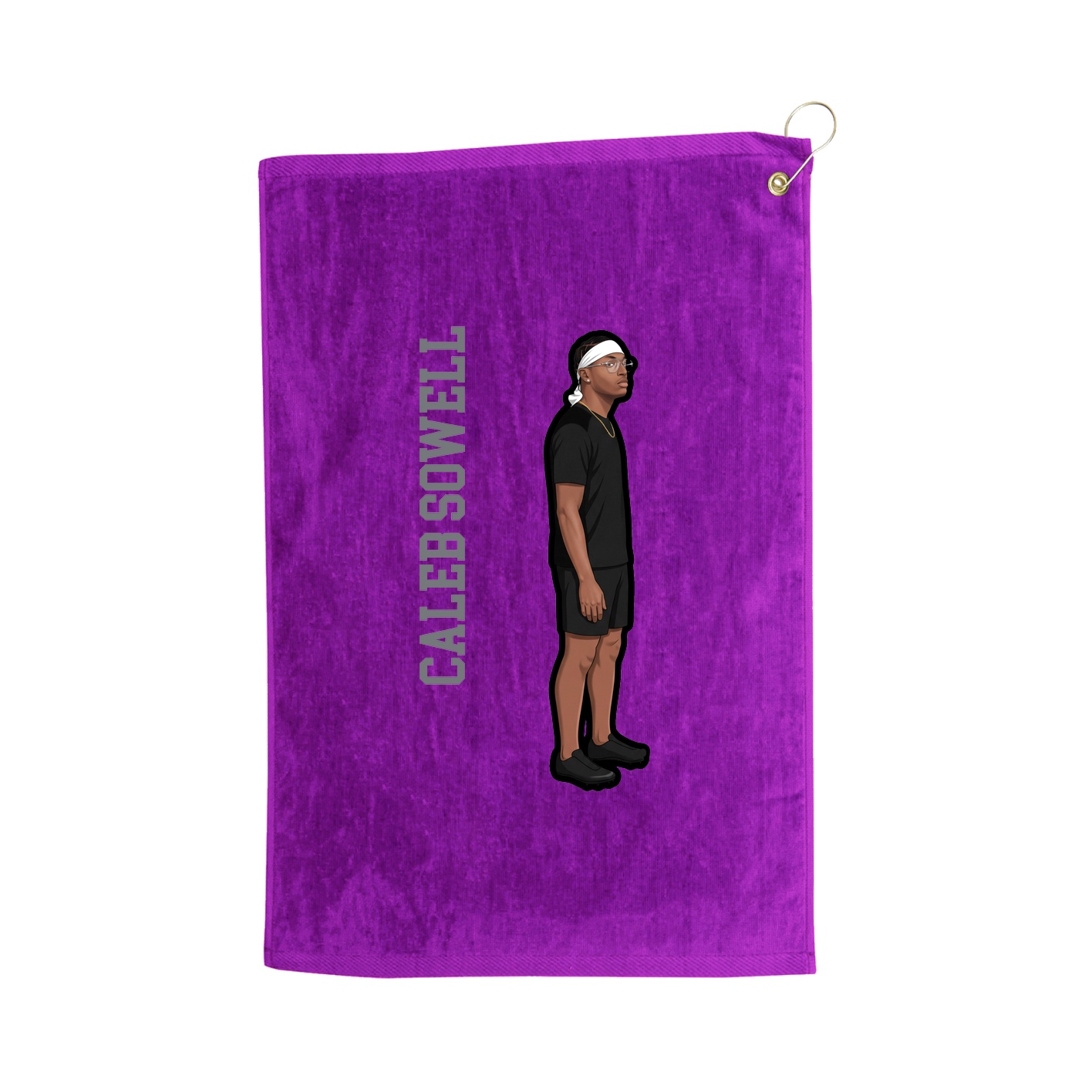 Golf Towel — Name Vertical in Purple