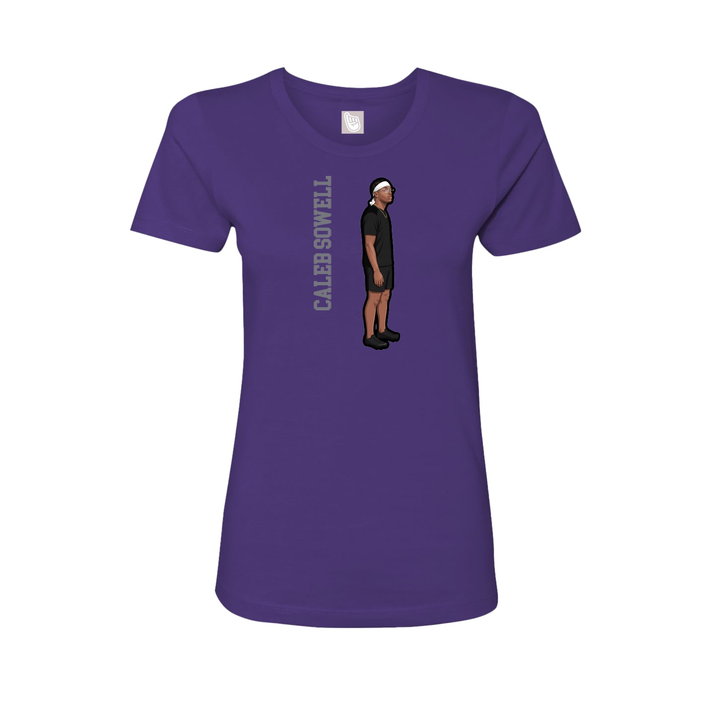 Fitted Women's Tee — Name Vertical in Purple