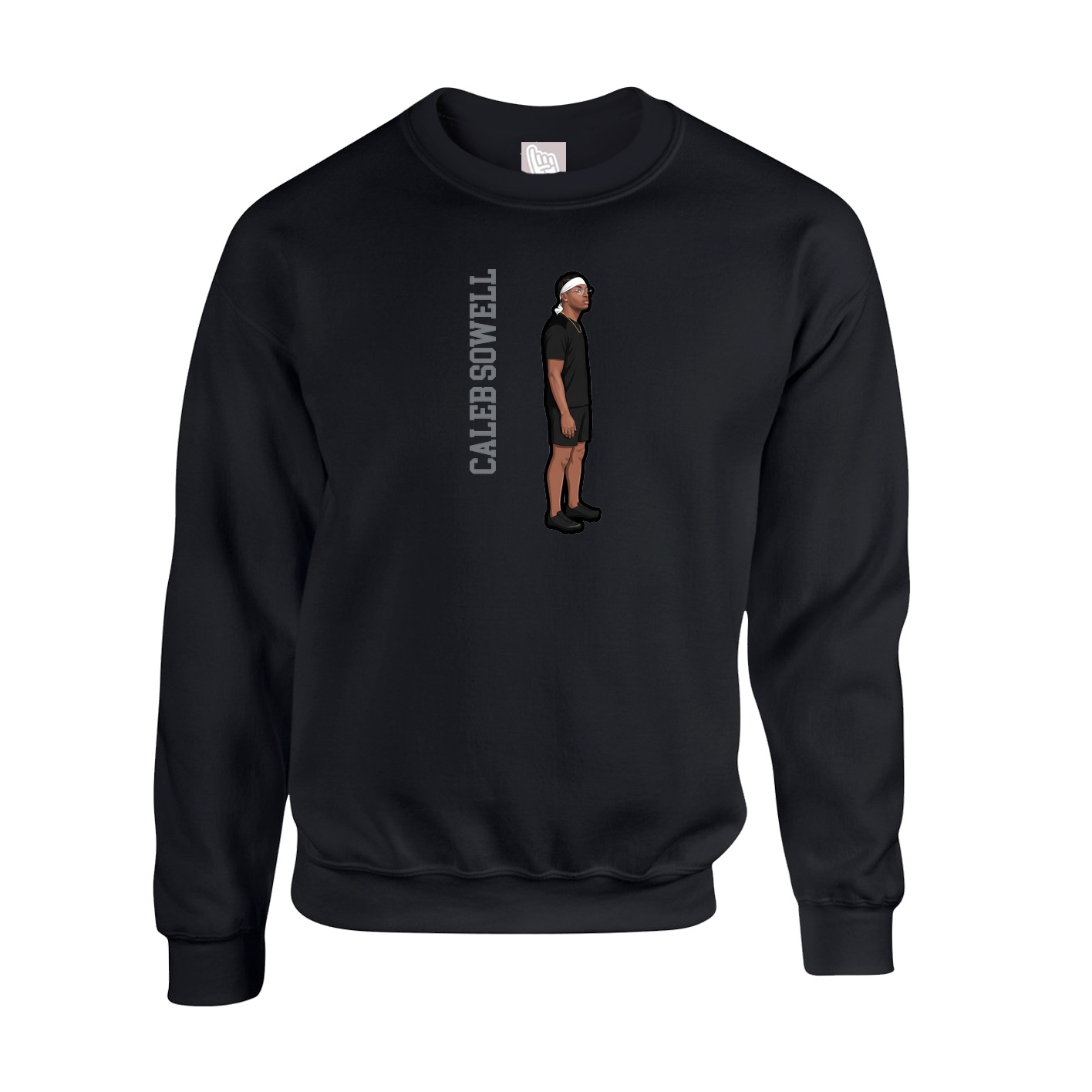 Fleece Crew — Name Vertical in Black