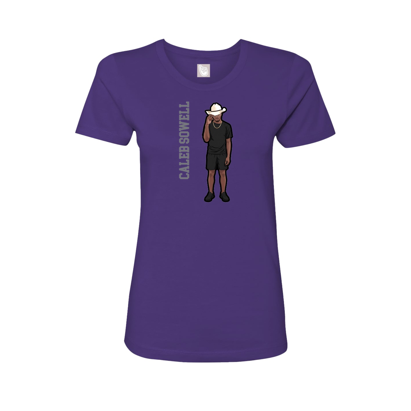 Womens Tee — Name Vertical in Purple