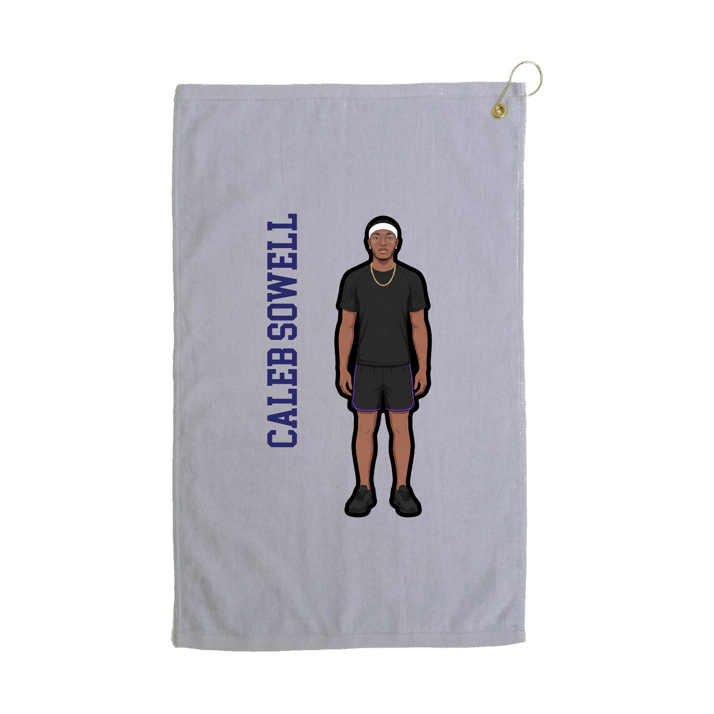 Golf Towel — Name Vertical in Grey
