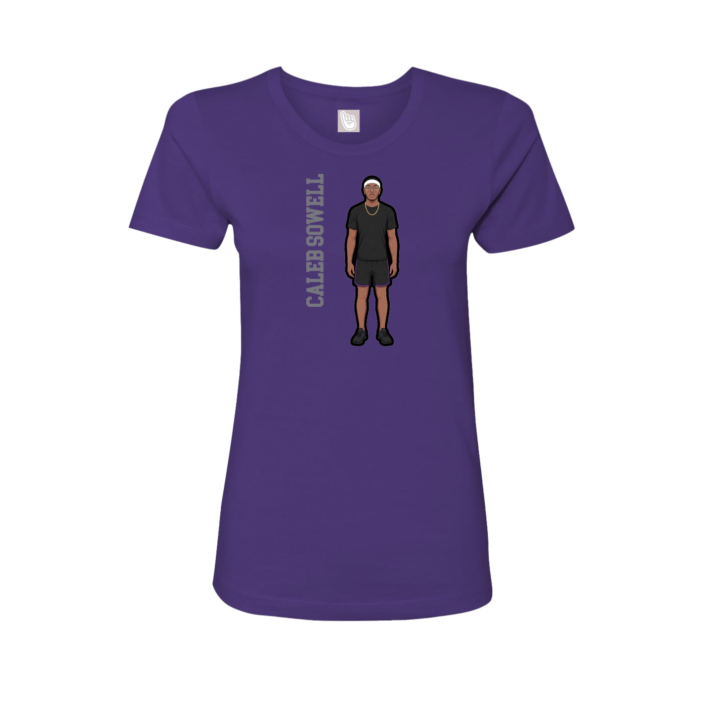 Womens Tee — Name Vertical in Purple