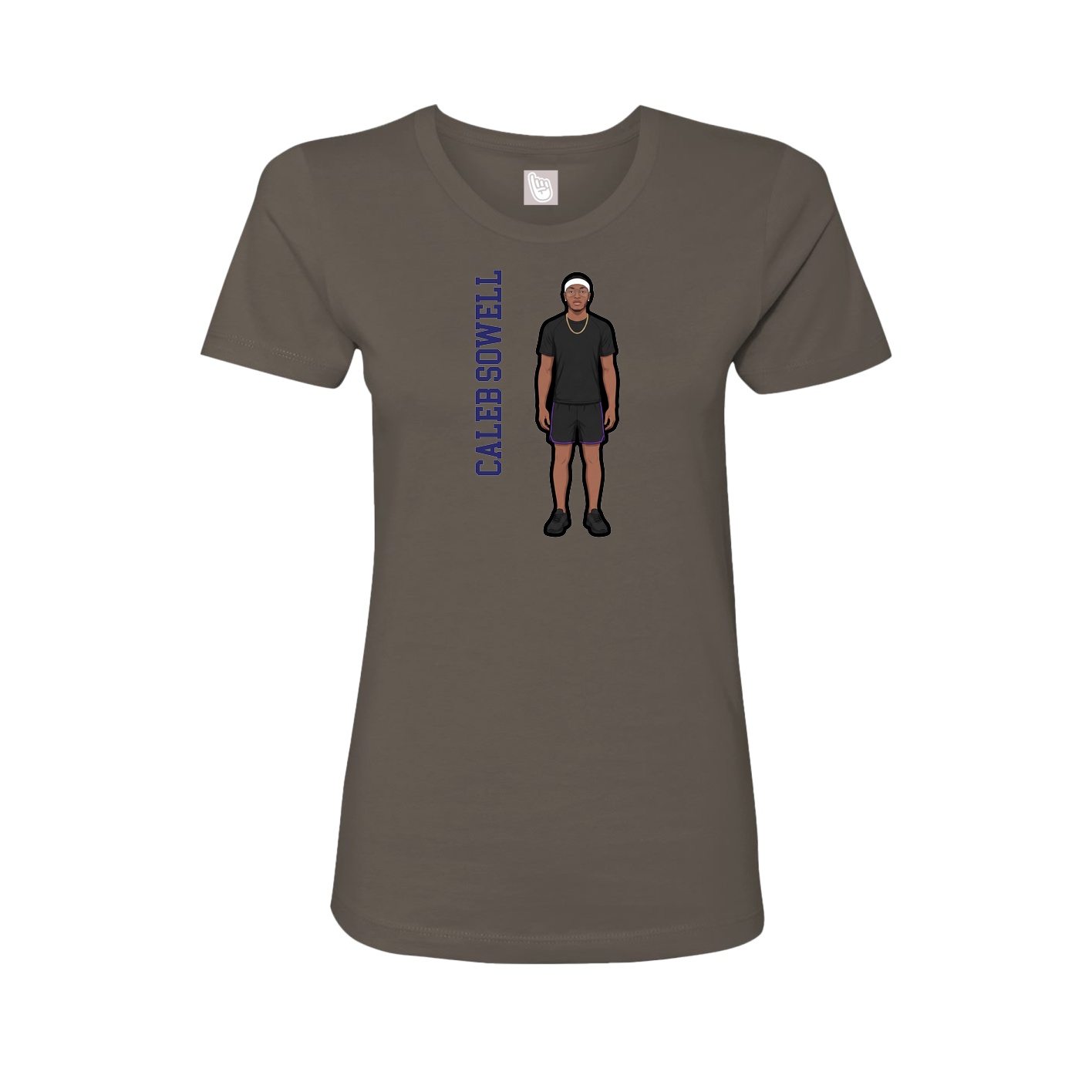 Fitted Women's Tee — Name Vertical in Grey