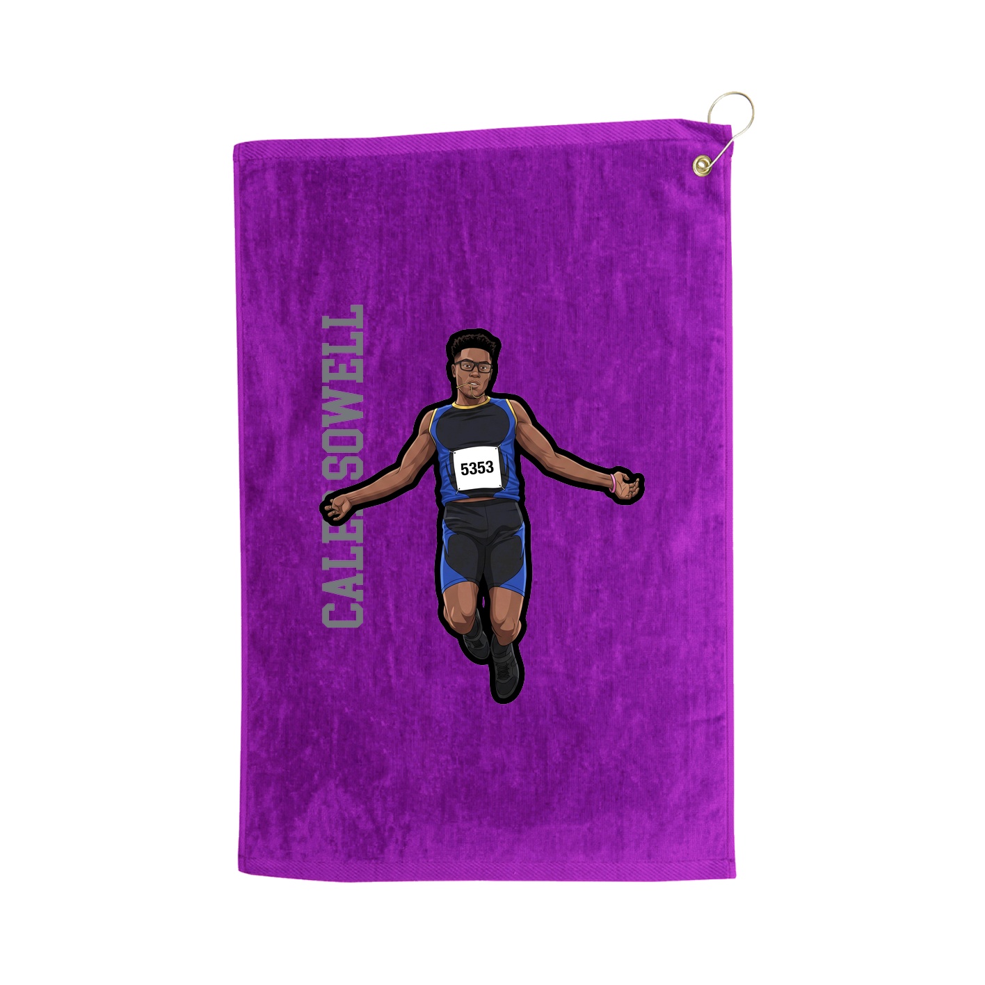 Golf Towel — Name Vertical in Purple