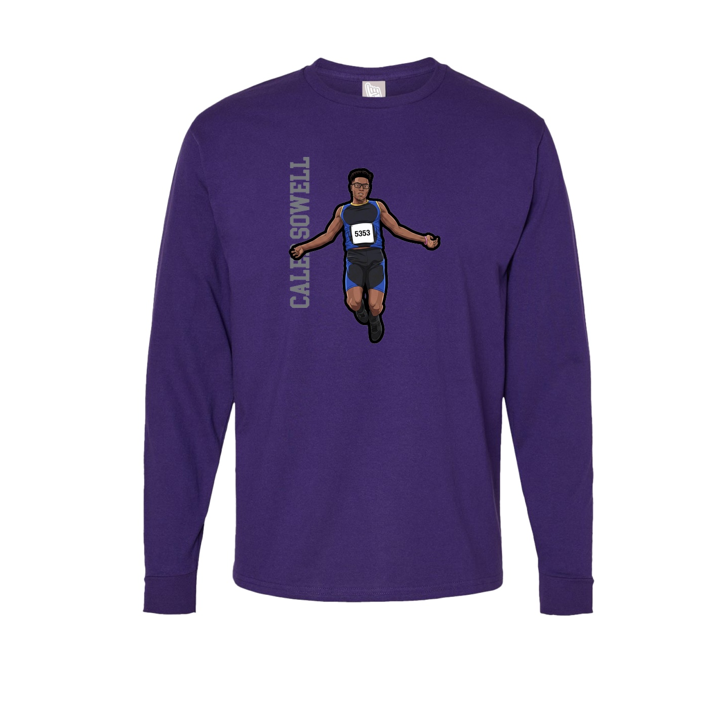 Long Sleeve Tee — Name Vertical in Purple